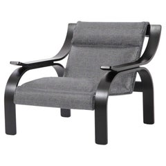 Poltrona Woodline in tessuto grigio di Marco Zanuso by Cassina