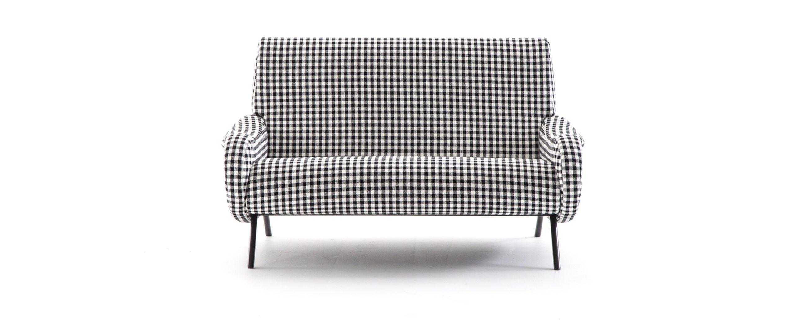 Mid-Century Modern Marco Zanuso Iconic Edition Black and White Lady Divano by Cassina