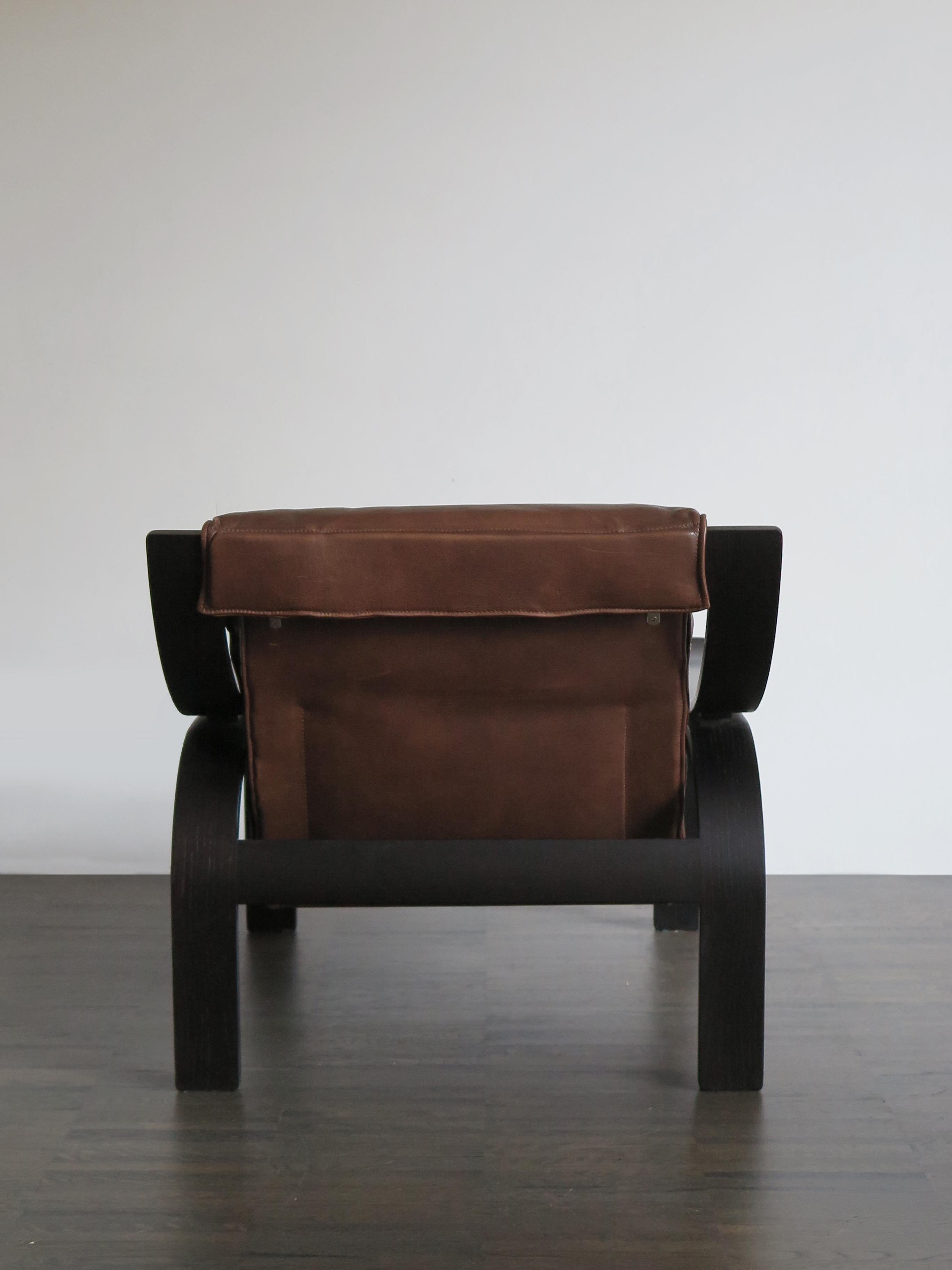 Mid-20th Century Marco Zanuso Italian Leather and Wood 