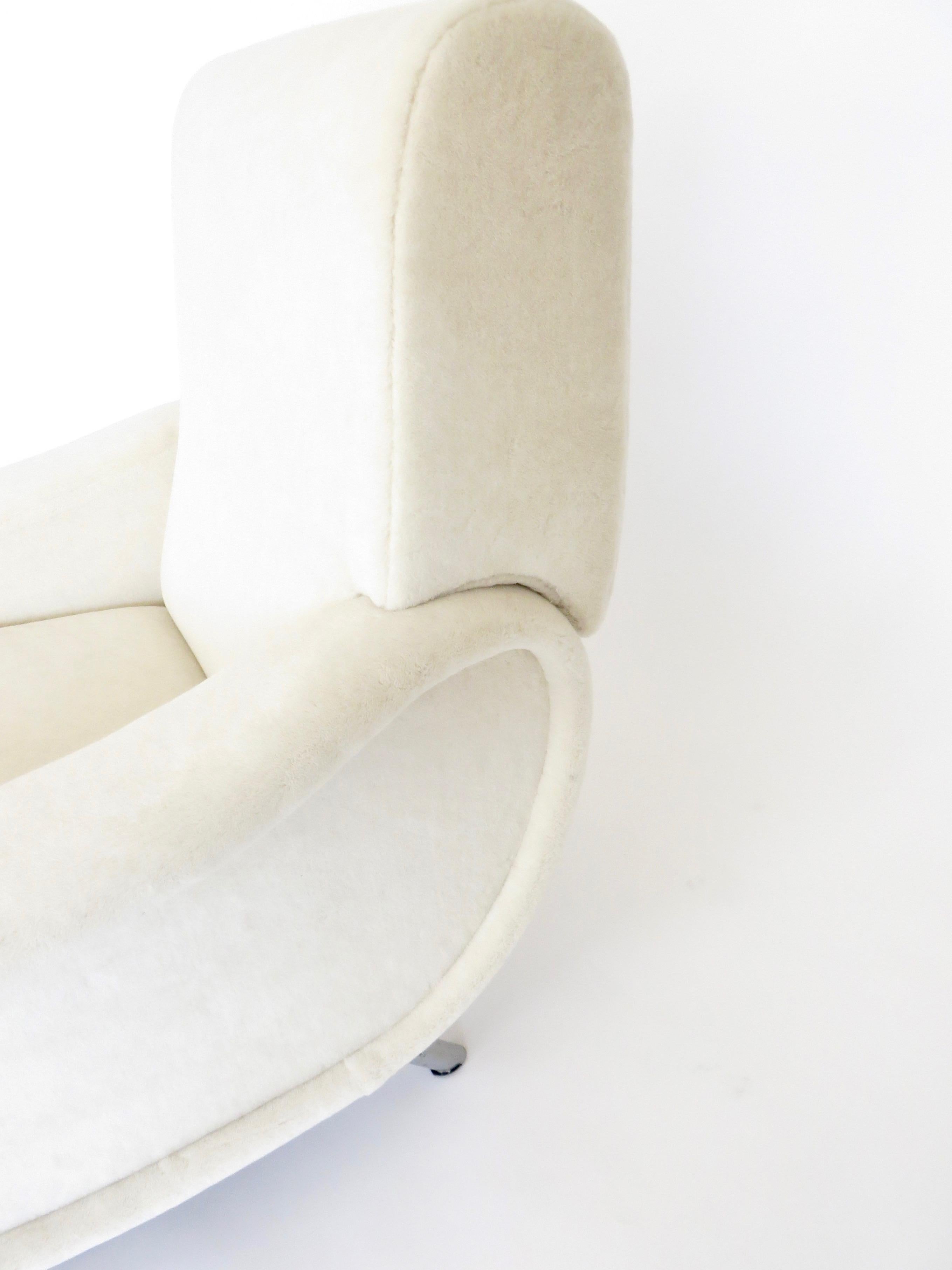 Marco Zanuso Lady Chair Italian Lounge by Arflex Cream Alpaca Mohair Fabric 4
