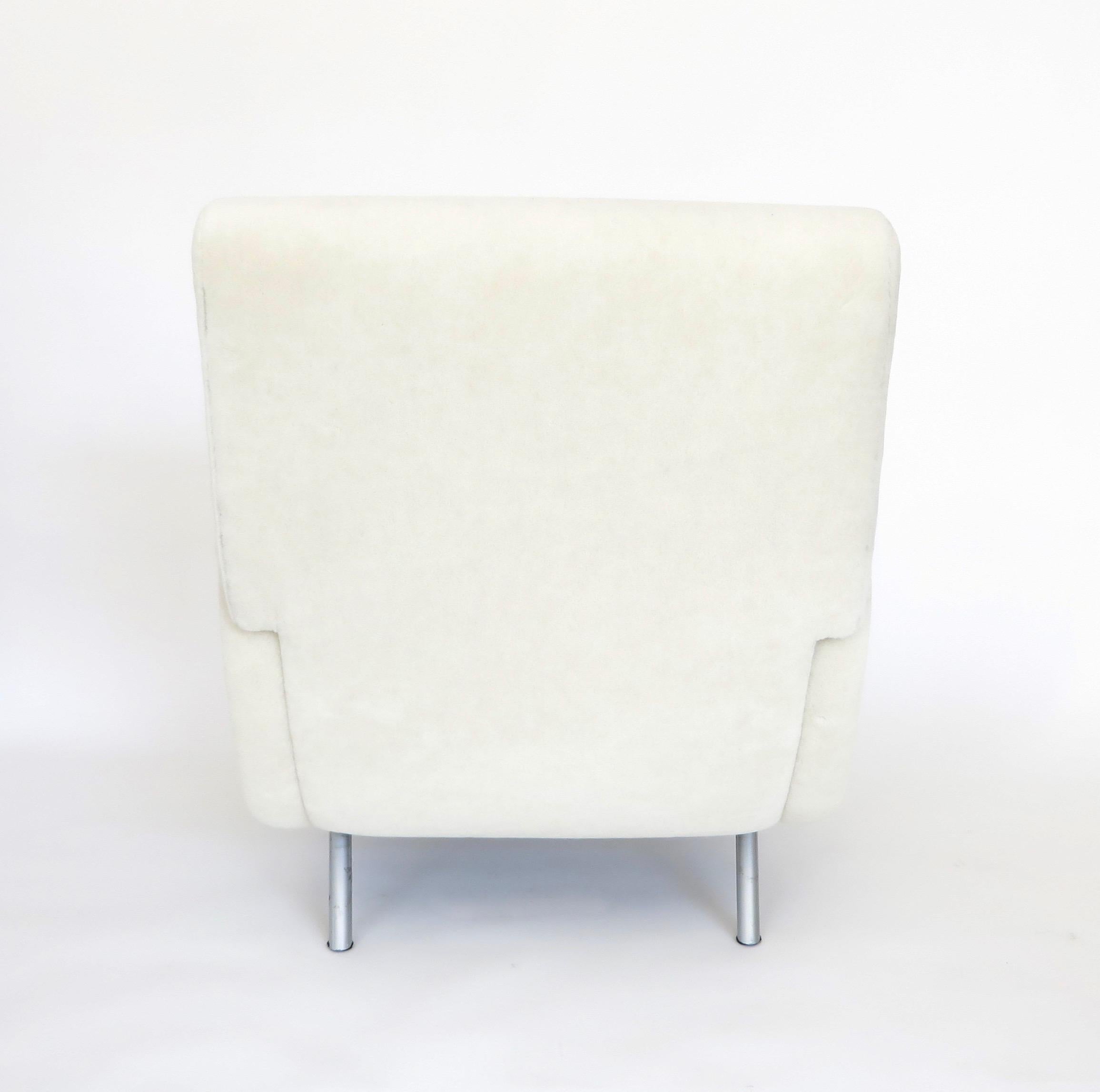 Mid-Century Modern Marco Zanuso Lady Chair Italian Lounge by Arflex Cream Alpaca Mohair Fabric