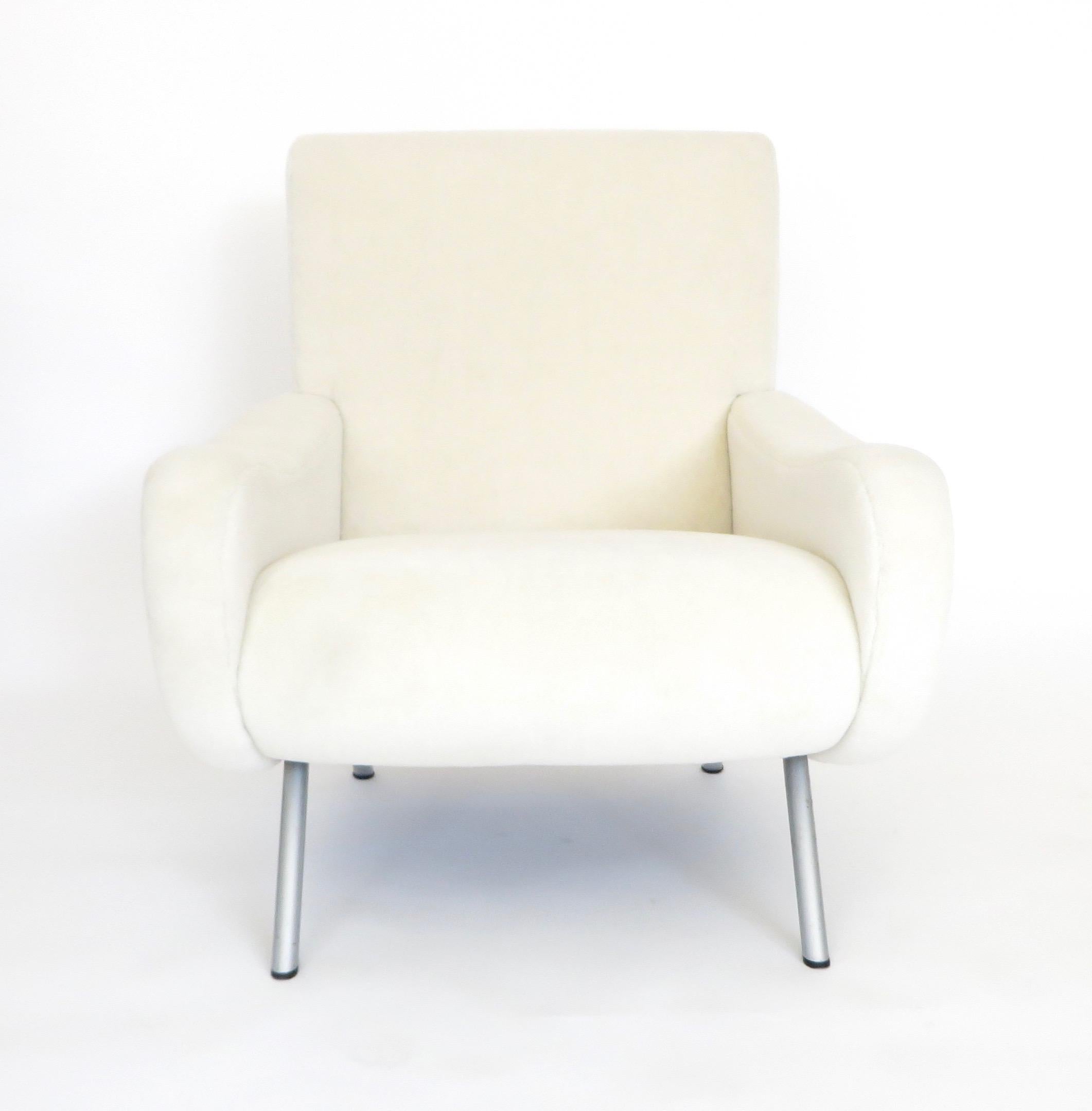 Upholstery Marco Zanuso Lady Chair Italian Lounge by Arflex Cream Alpaca Mohair Fabric