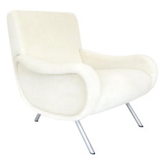Marco Zanuso Lady Chair Italian Lounge by Arflex Cream Alpaca Mohair Fabric