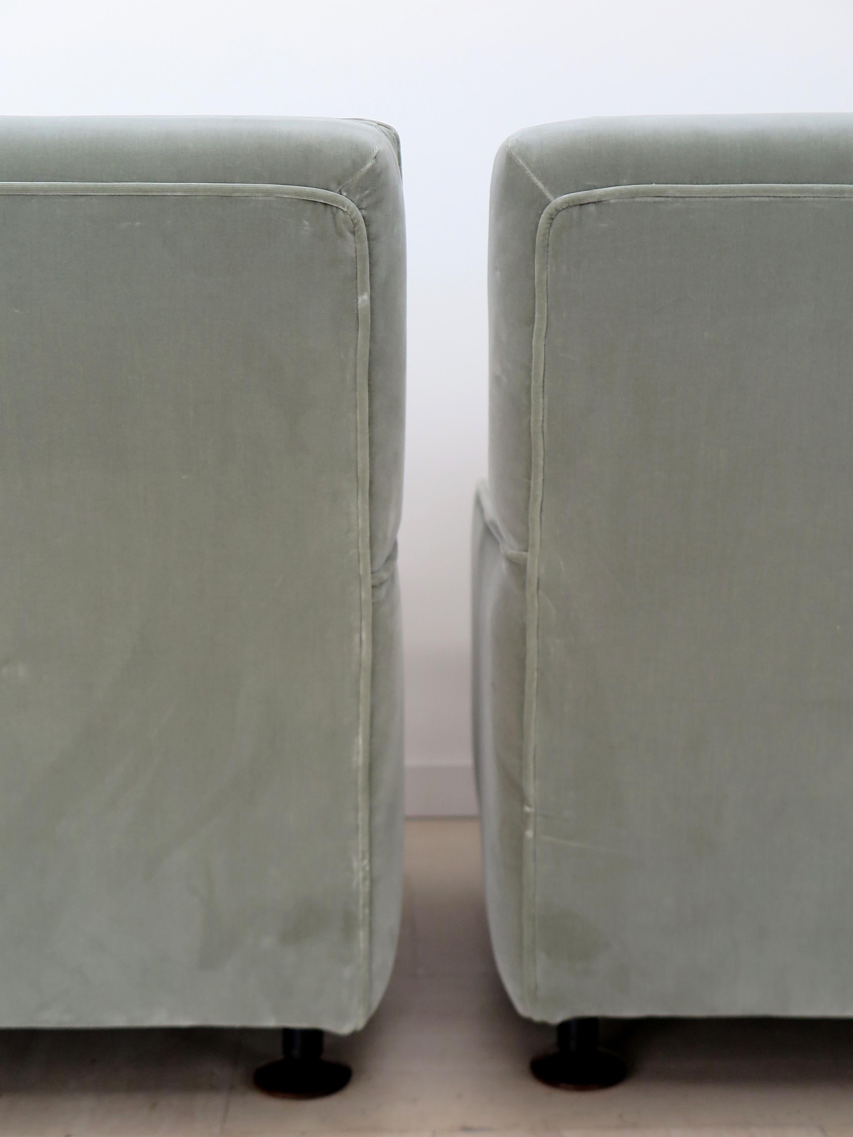 Marco Zanuso Italian Midcentury Velvet 