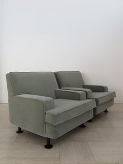 Marco Zanuso Italian Midcentury Velvet "Square" Armchairs for Arflex, 1960s