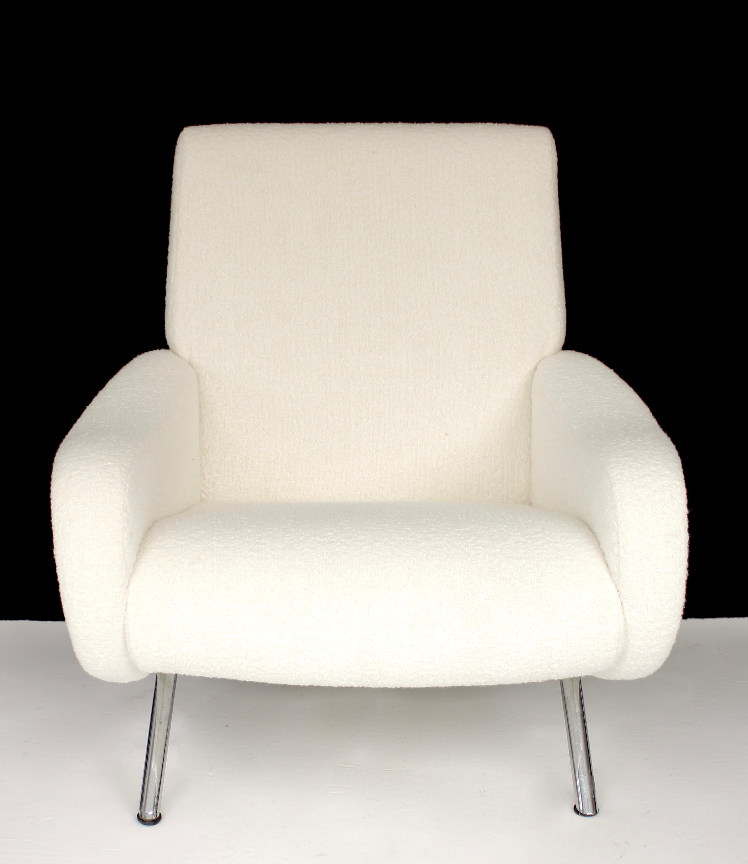 Marco Zanuso Lady Chair Italian Lounge by Arflex In Cream Italian Boucle Fabric 3