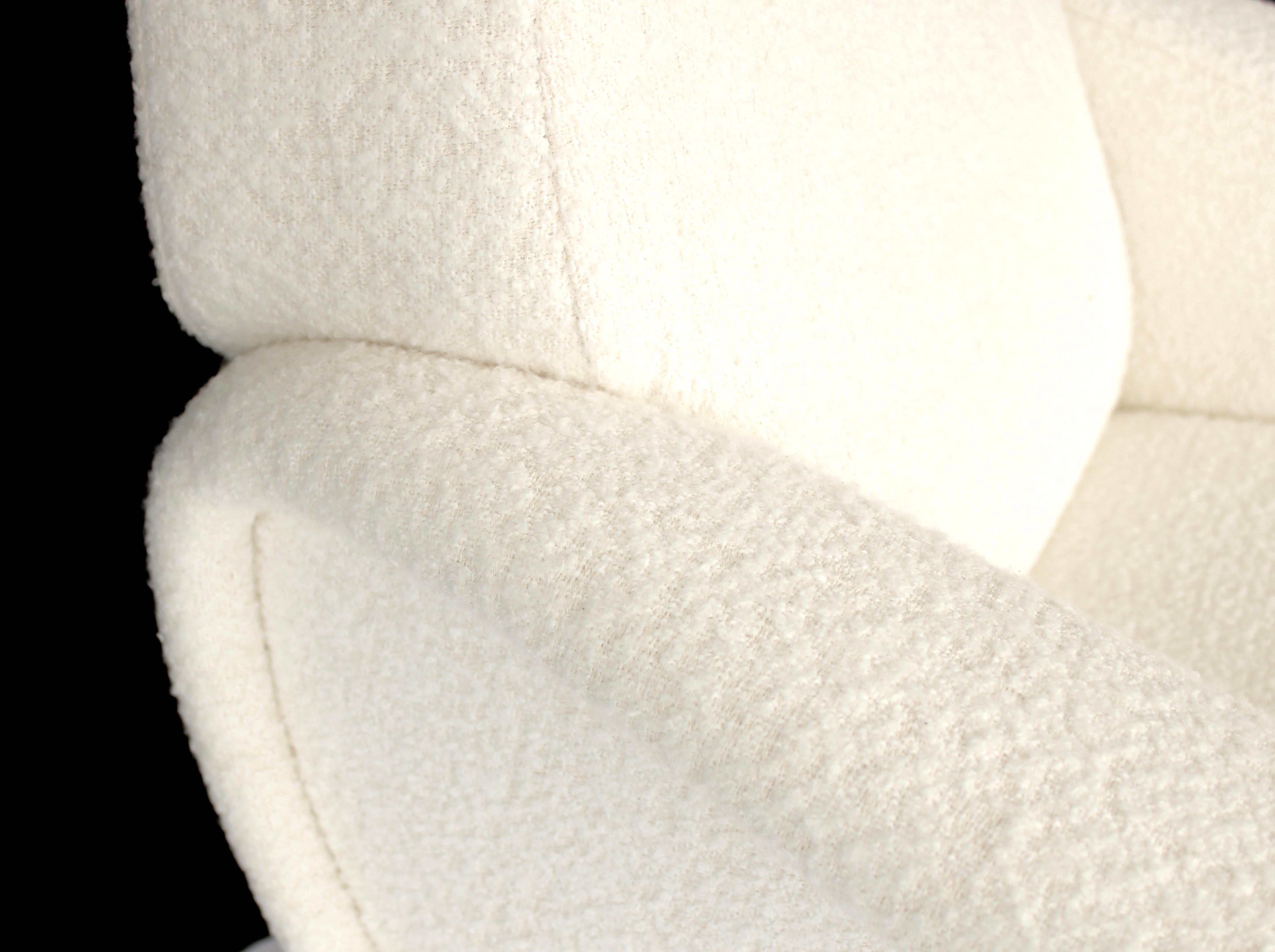 Marco Zanuso Lady Chair Italian Lounge by Arflex In Cream Italian Boucle Fabric 5