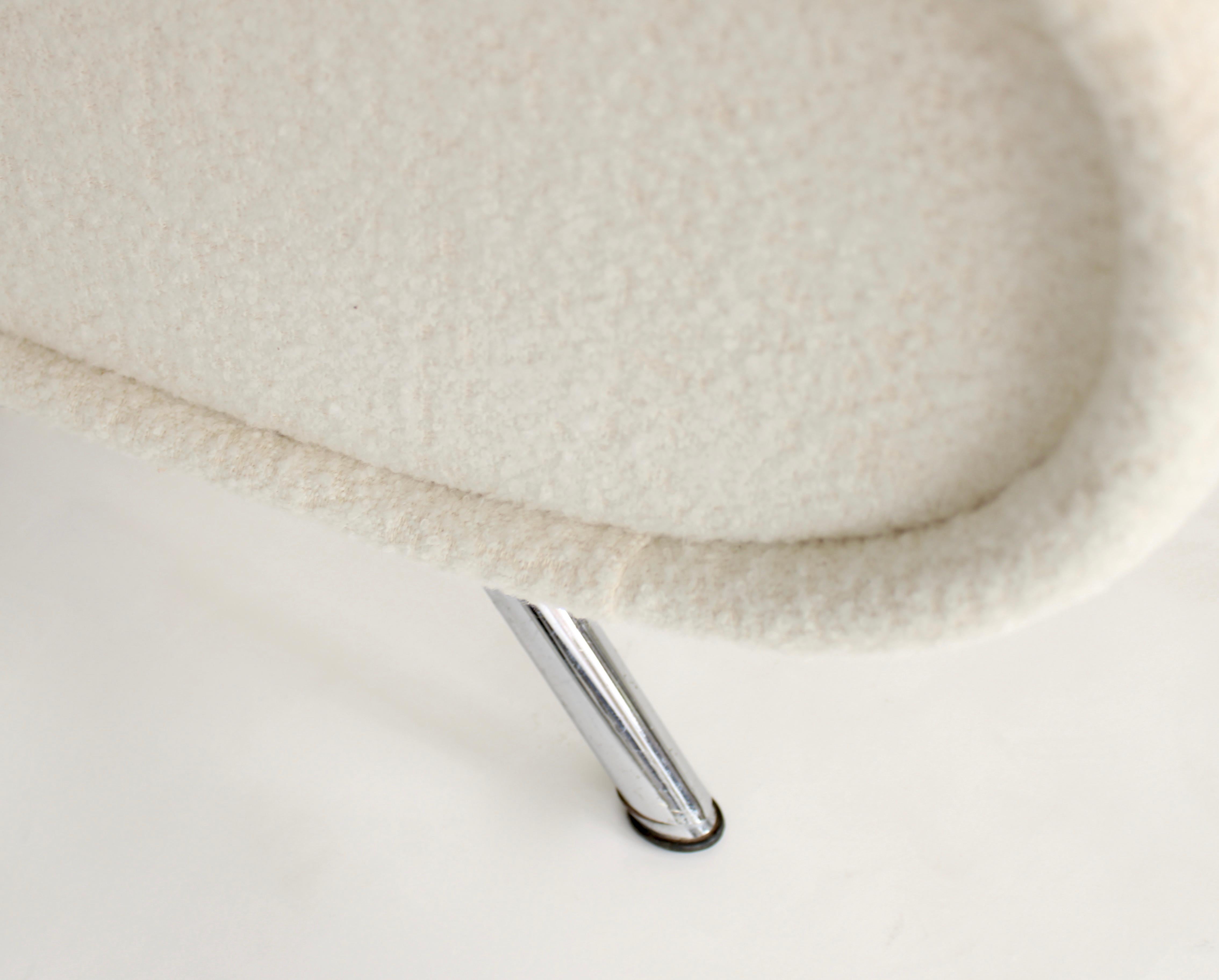 Marco Zanuso Lady Chair Italian Lounge by Arflex In Cream Italian Boucle Fabric 6