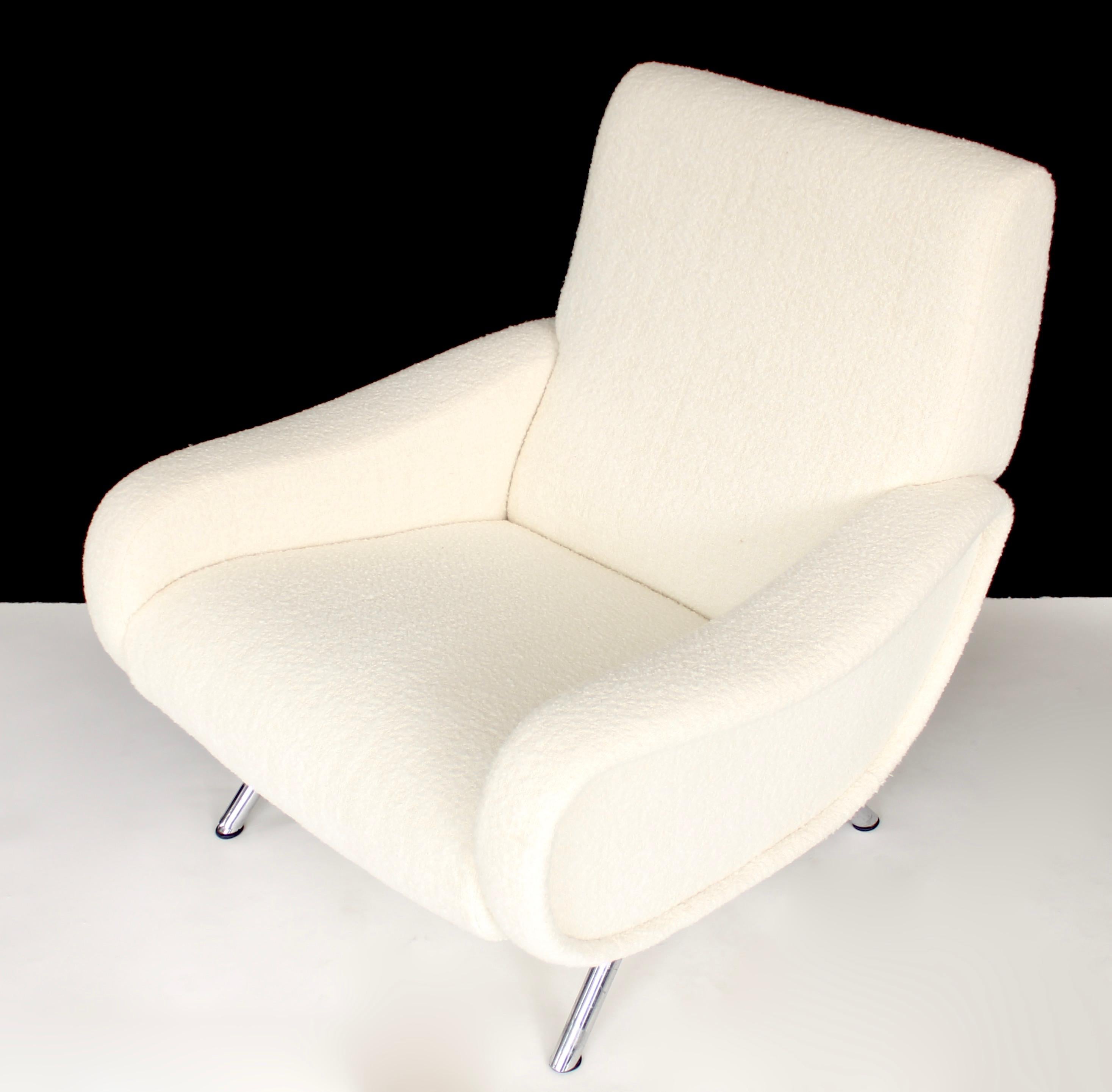 Marco Zanuso Lady Chair Italian Lounge by Arflex In Cream Italian Boucle Fabric 2