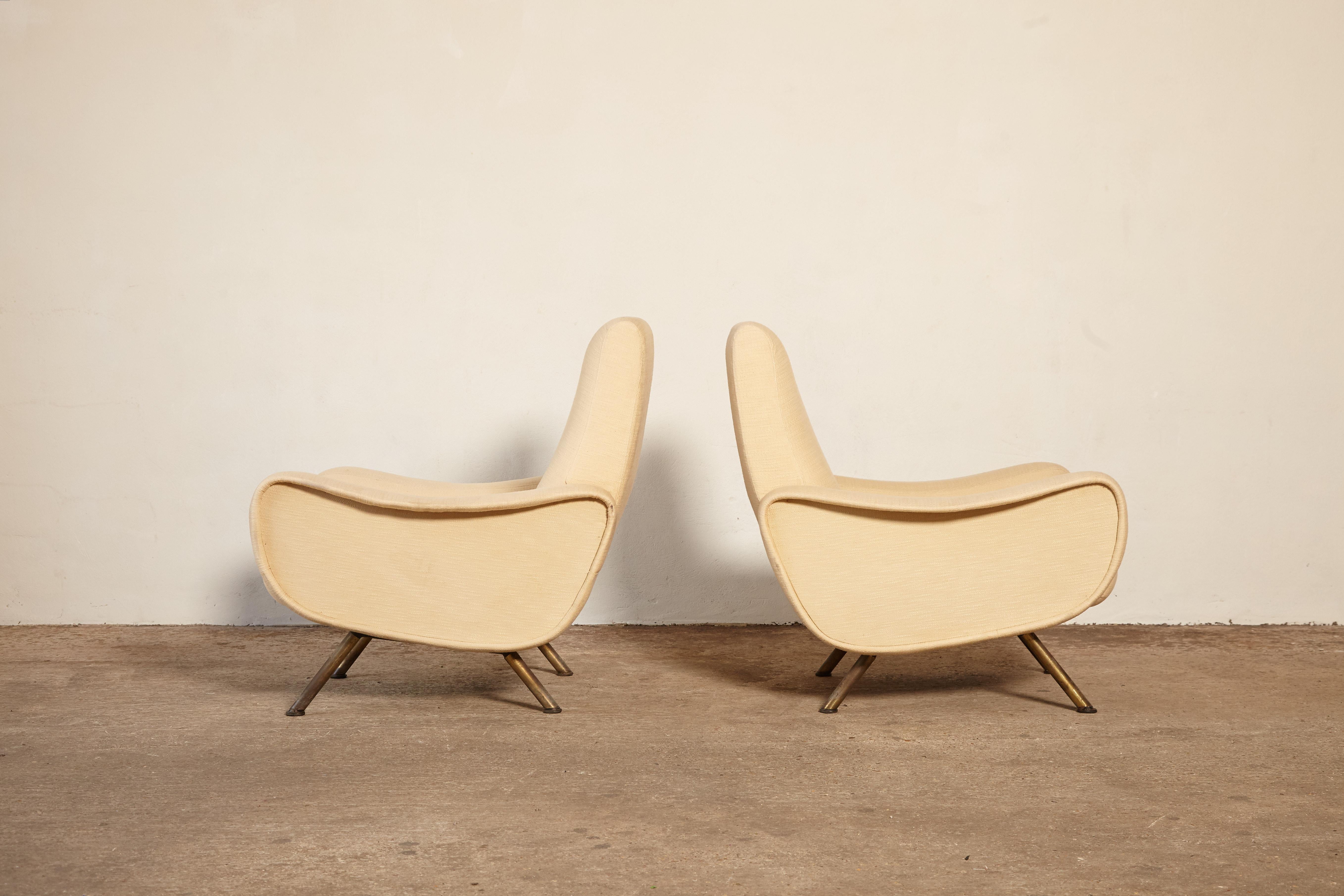 A pair of Marco Zanuso Lady chairs, Arflex, France/Italy, 1960s-1970s. Reupholstered within the last 5/10 years with fabric in good condition with minor signs of use and wear. Ready to use.