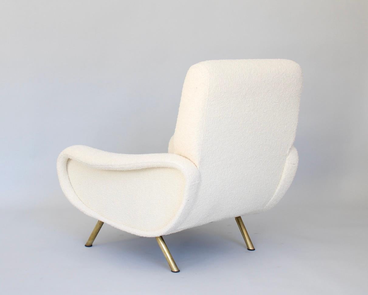 Mid-20th Century Marco Zanuso Lady Chairs Italian Lounge Arflex Cream Bisson Bruneel Boucle  For Sale