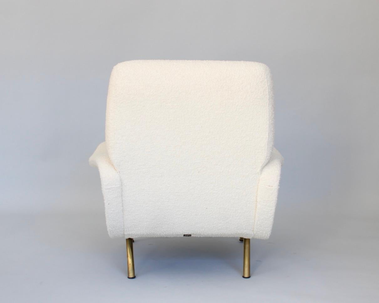 Upholstery Marco Zanuso Lady Chairs Italian Lounge Arflex Cream Bisson Bruneel Boucle  For Sale