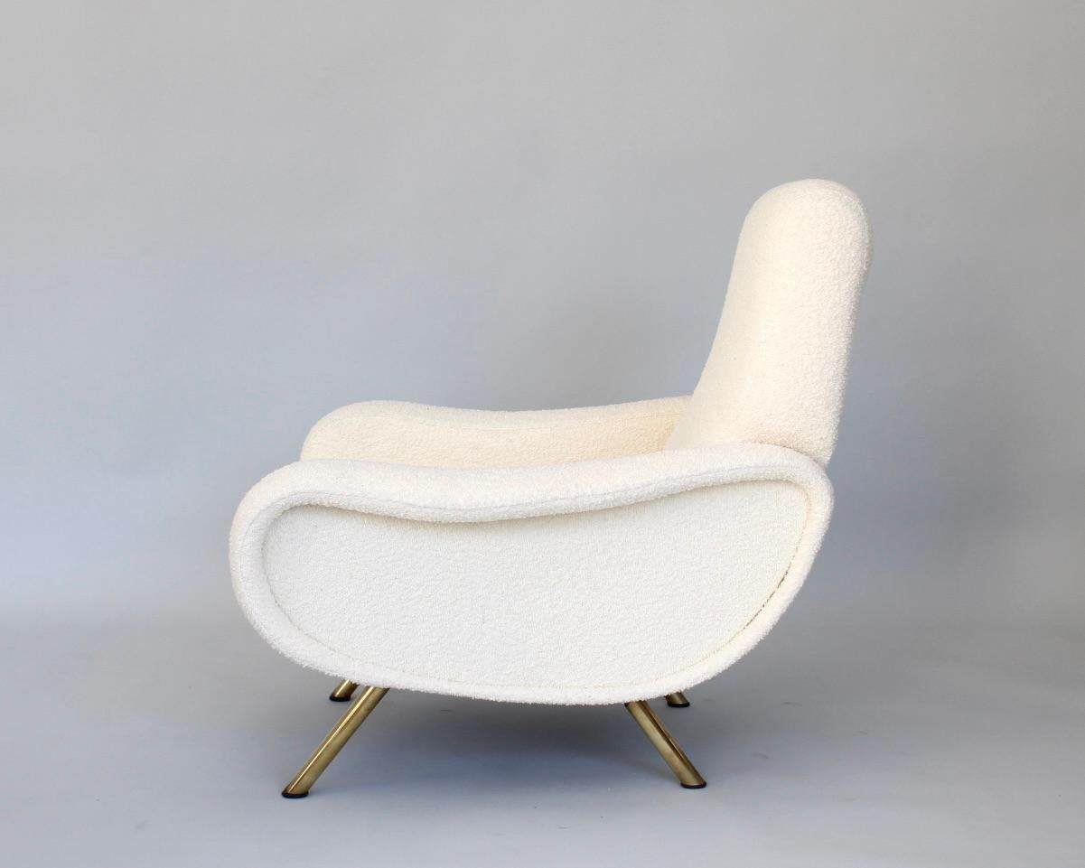 Marco Zanuso Lady Chairs Italian Lounge Arflex Cream Bisson Bruneel Boucle  For Sale 1