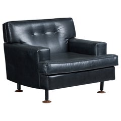 Marco Zanuso, Lounge Chair, Leather, Metal, Wood, Italy, 1960s