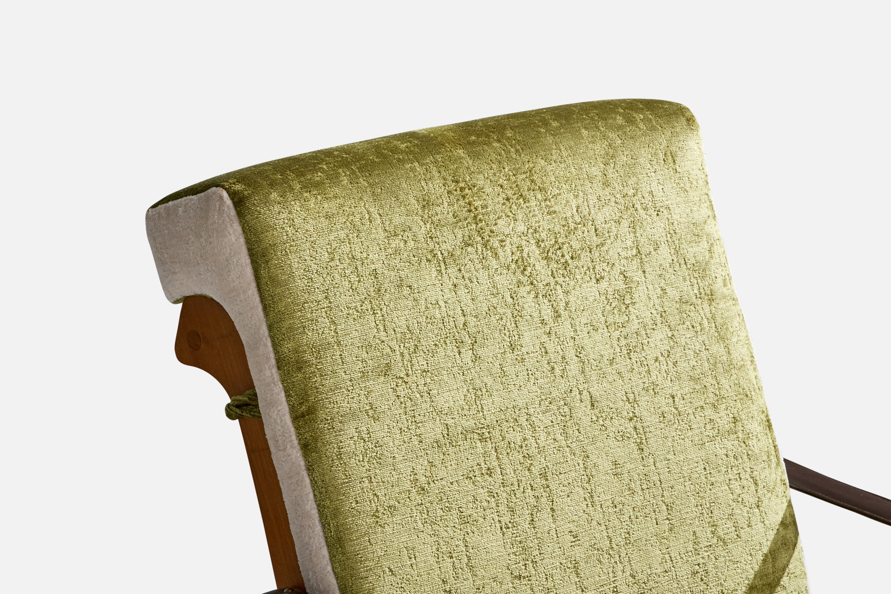 Marco Zanuso, Lounge Chairs, Beech, Leather, Brass, Velvet, Italy, 1960s For Sale 5