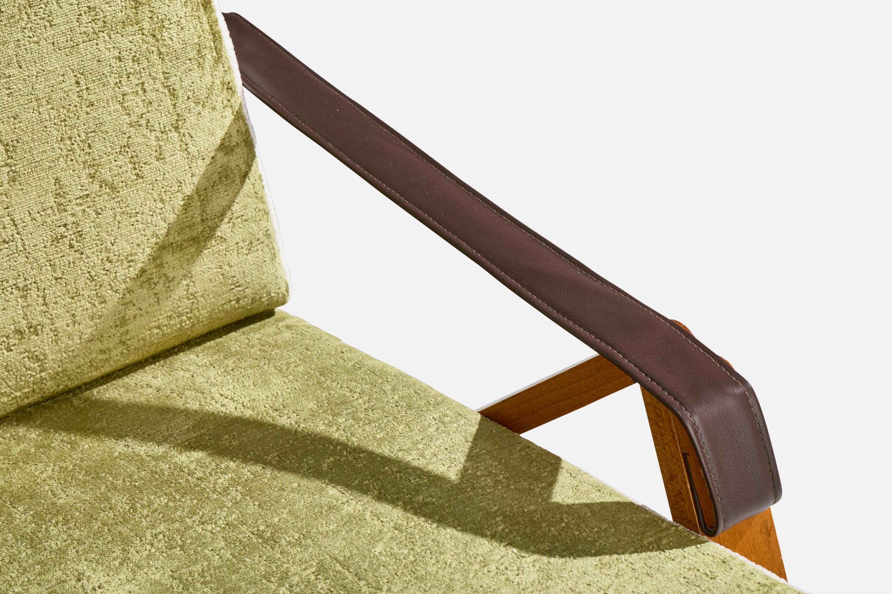Marco Zanuso, Lounge Chairs, Beech, Leather, Brass, Velvet, Italy, 1960s For Sale 6
