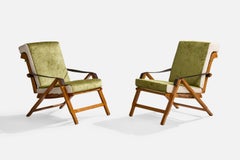 Marco Zanuso, Lounge Chairs, Beech, Leather, Brass, Velvet, Italy, 1960s