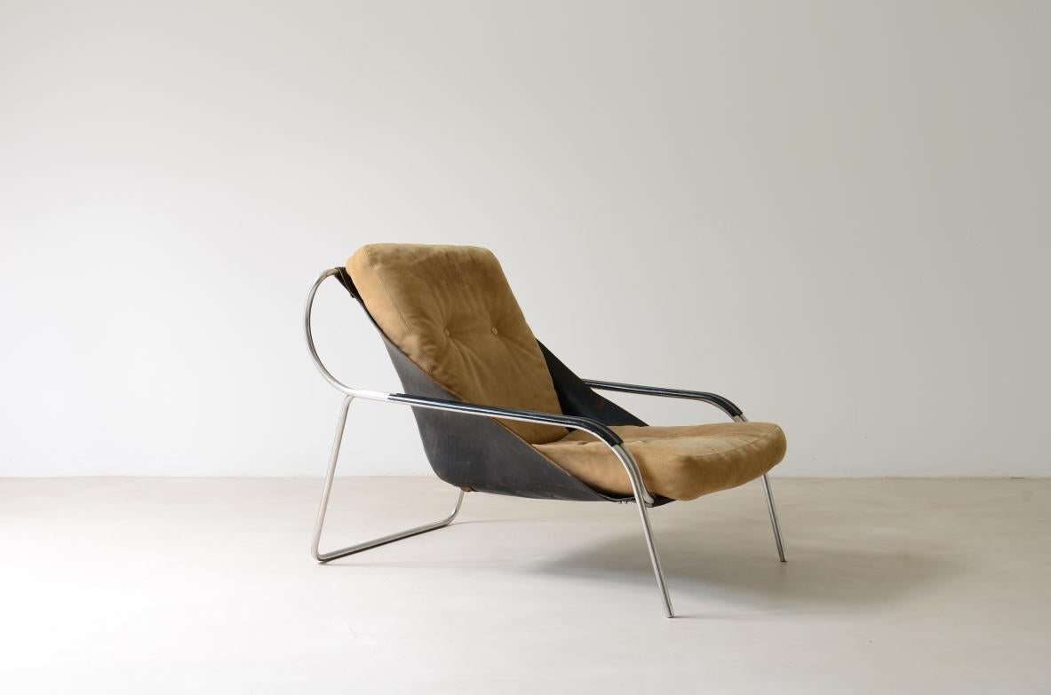 Steel Marco Zanuso Maggiolina armchair For Sale