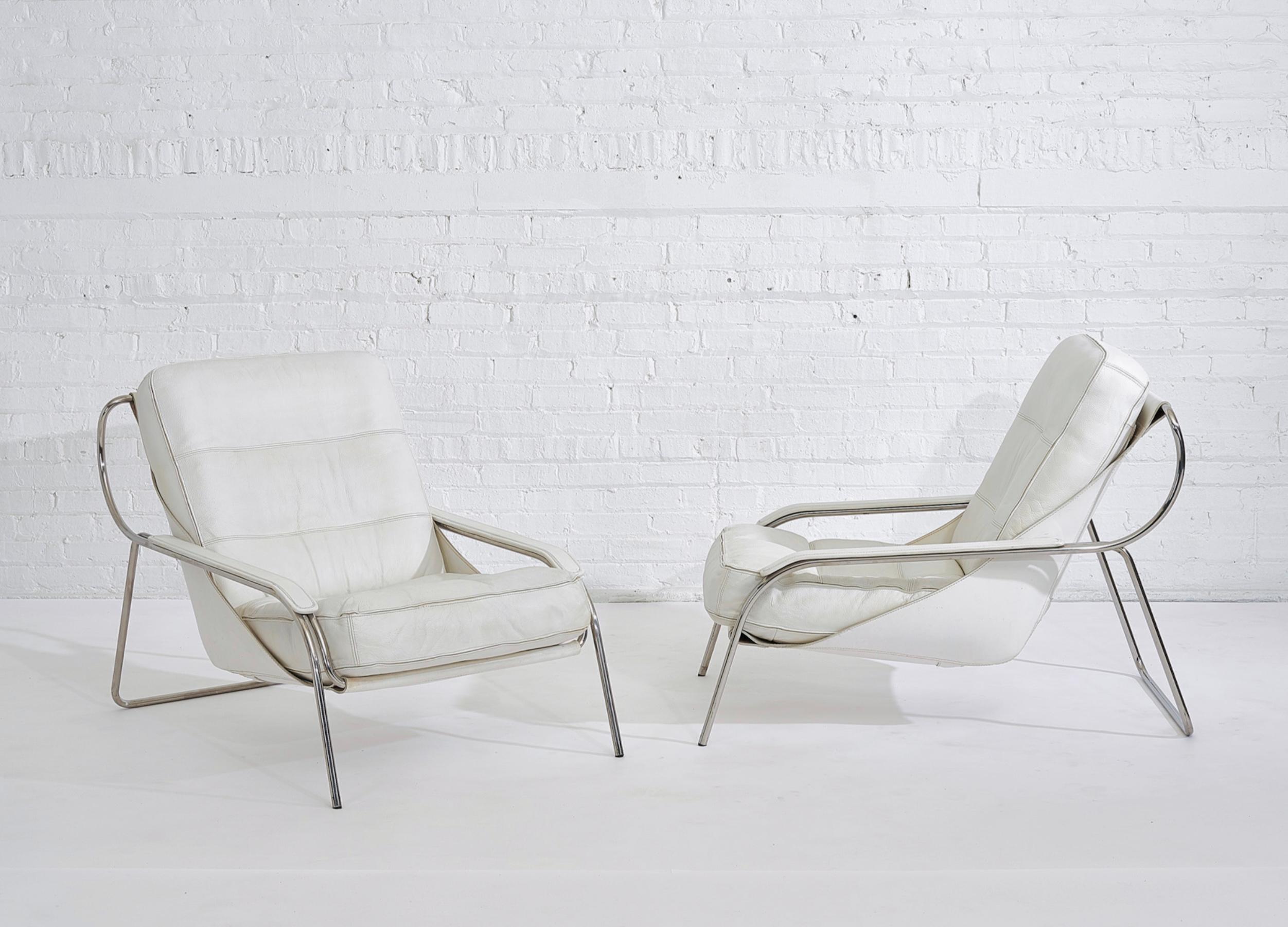 Marco Zanuso Maggiolina Leather Lounge Chairs for Zanotta, Italy, 1970 In Good Condition In Chicago, IL