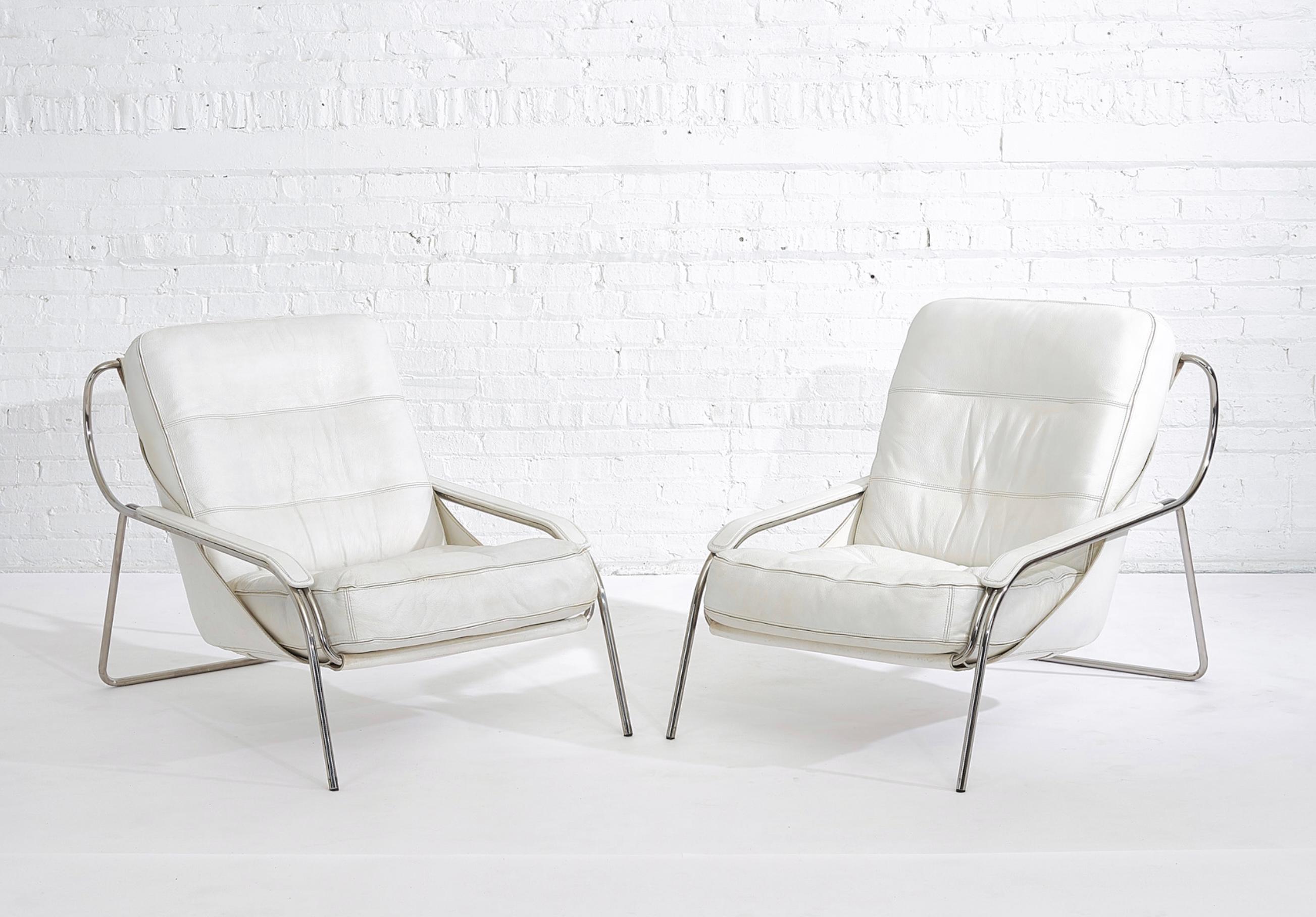 Late 20th Century Marco Zanuso Maggiolina Leather Lounge Chairs for Zanotta, Italy, 1970