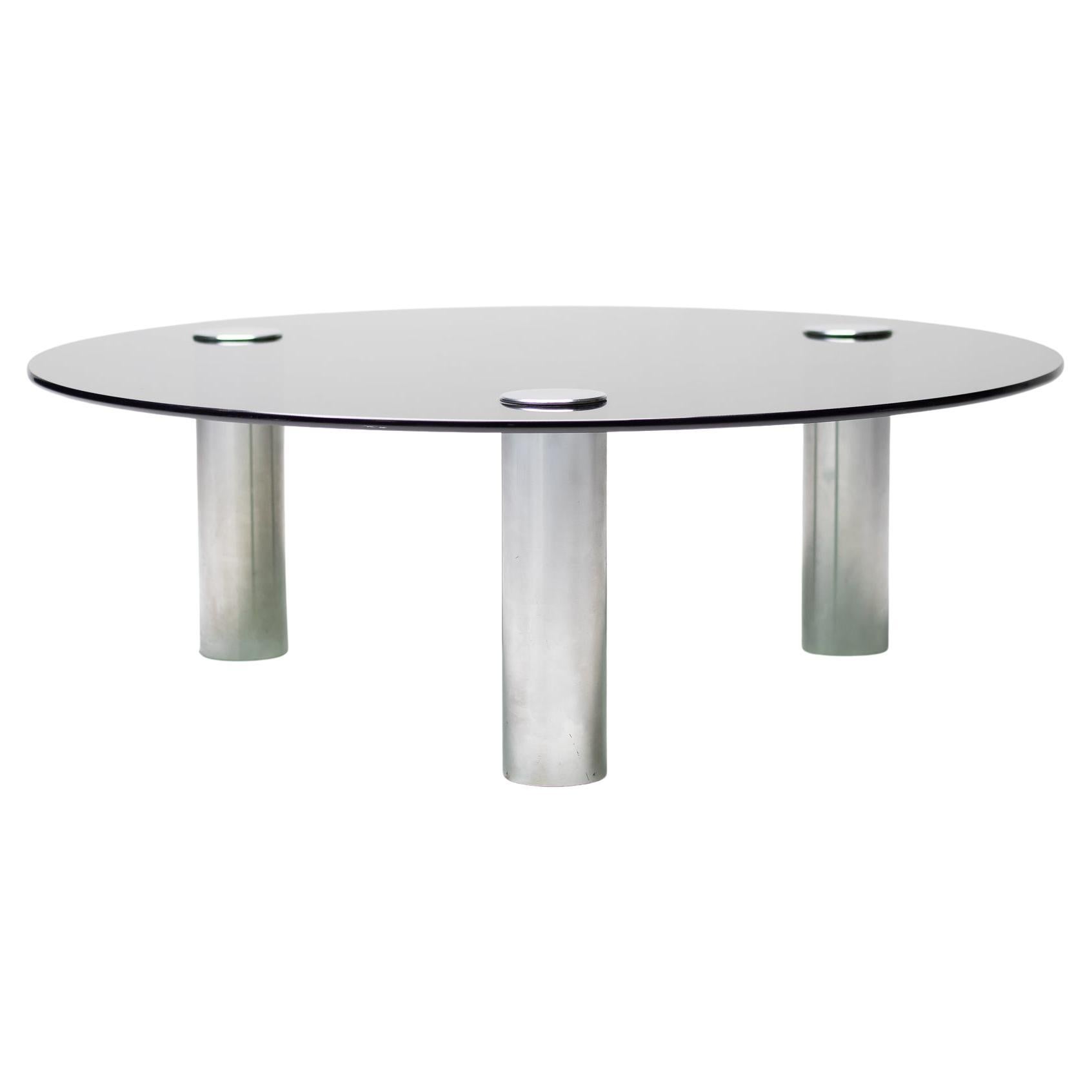 Marco Zanuso “Marcuso” Coffee Table with Smoked Glass Top, 1970s