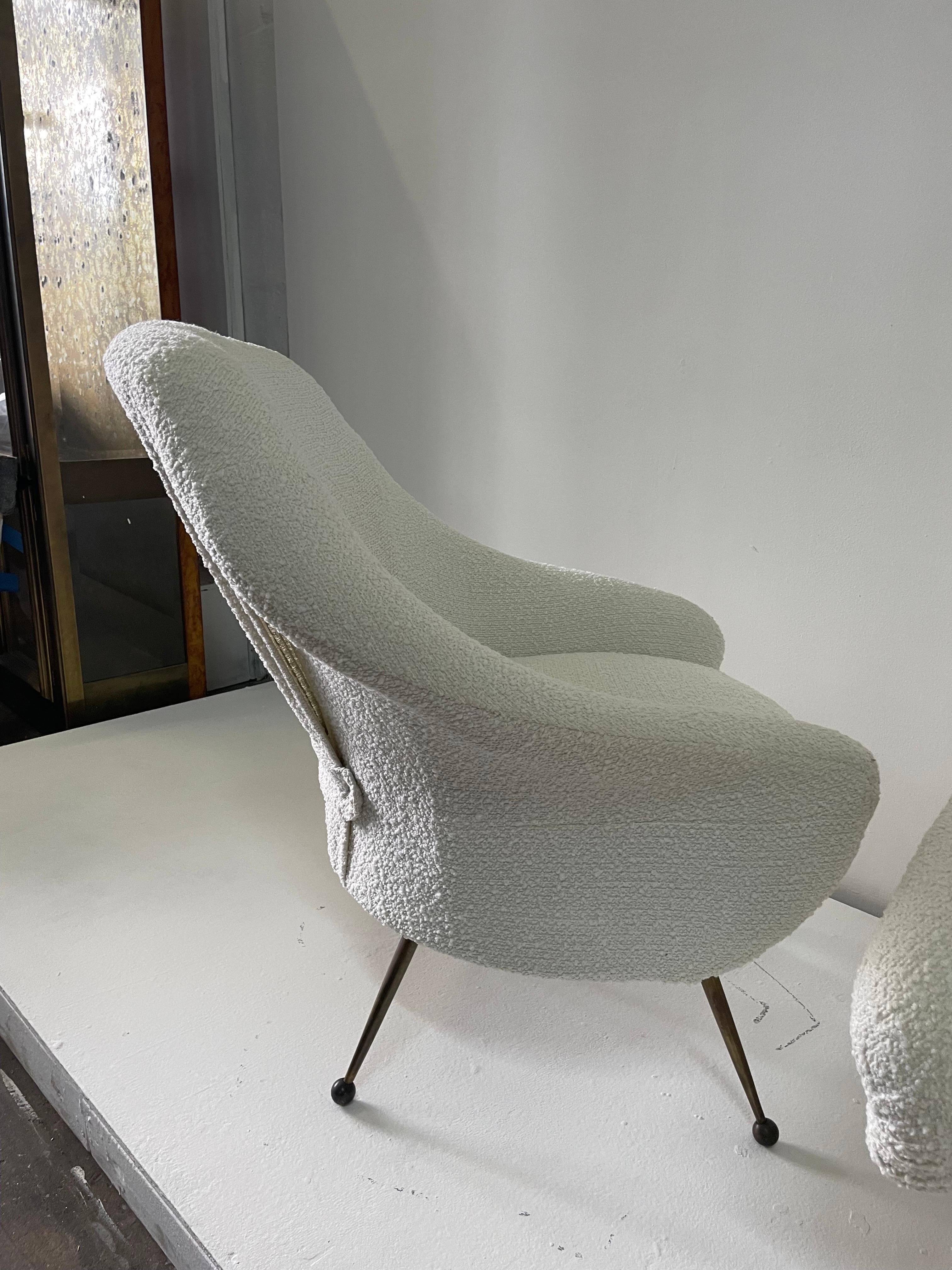 20th Century Marco Zanuso Martingala Armchairs in Boucle, Pair