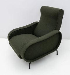 Marco Zanuso Mid-Century Modern Italian Bouclè Reclining Armchair, 1950s