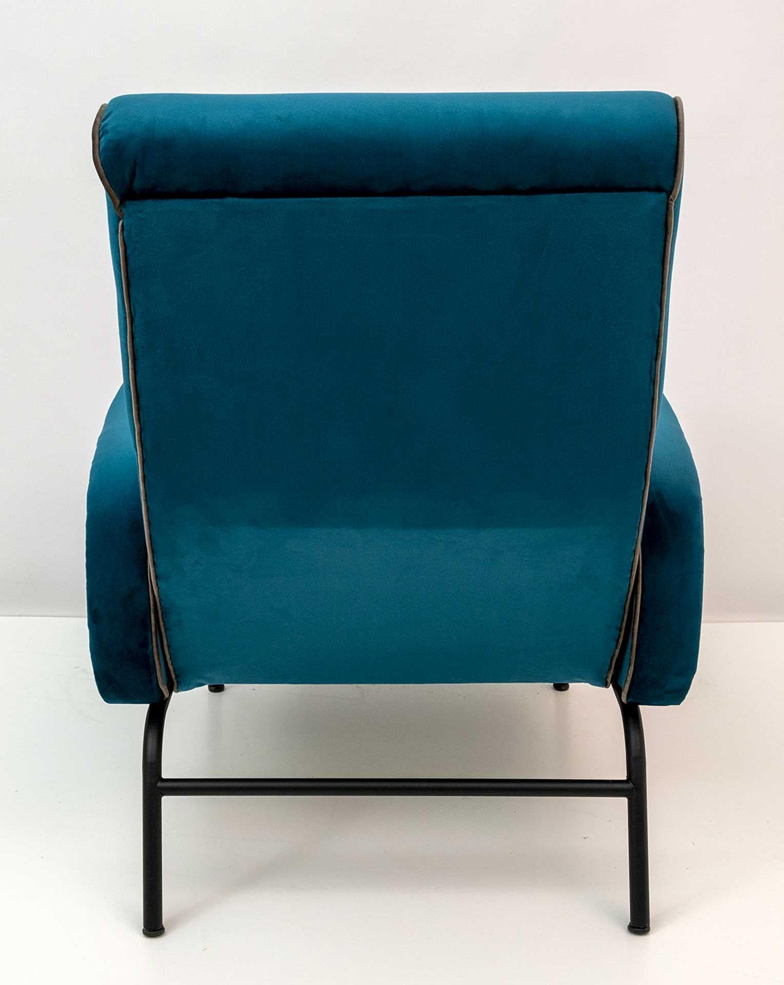 Marco Zanuso Mid-Century Modern Italian Velvet Reclining Armchair, 1950s For Sale 3