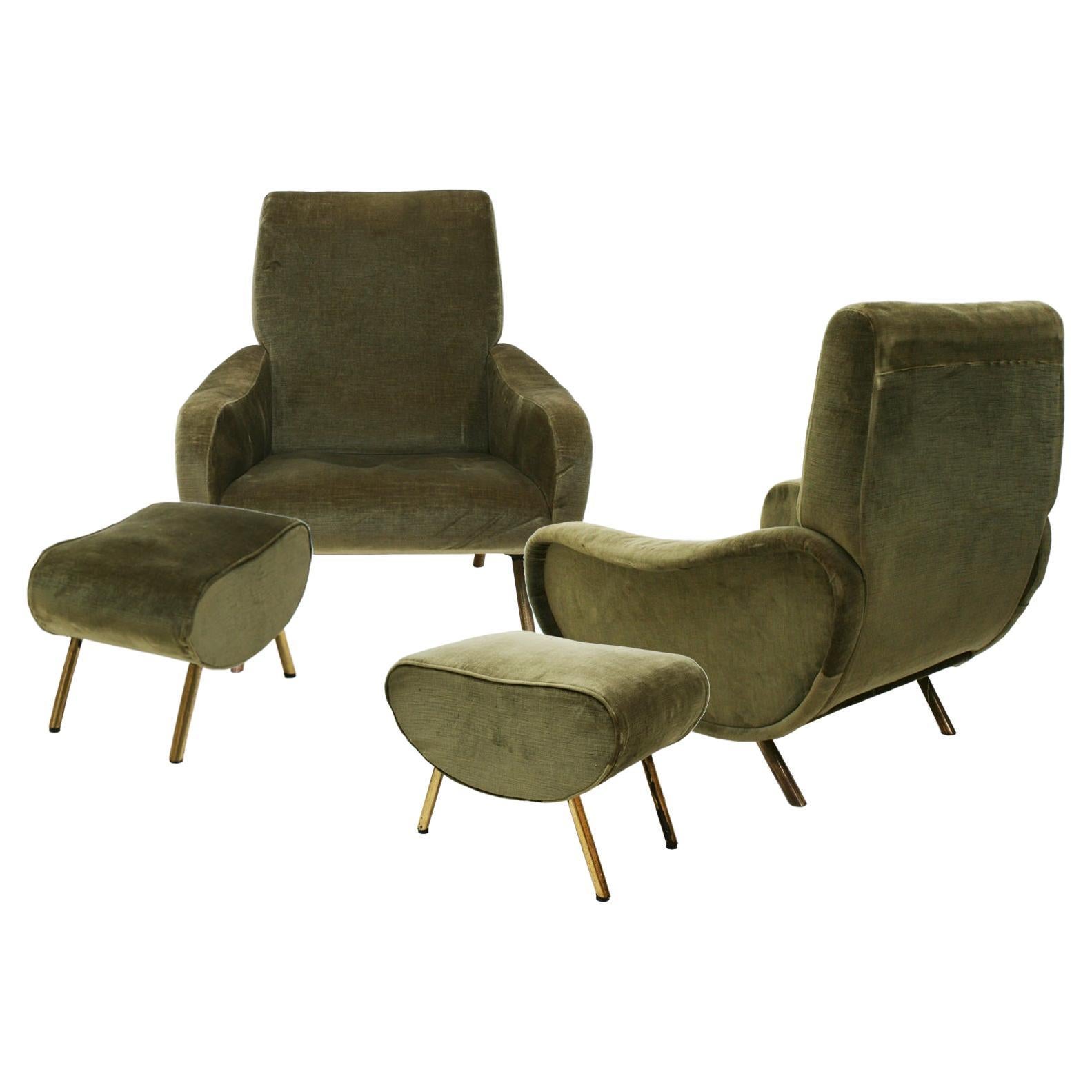 Marco Zanuso Mid-Century Modern Lady Italian Armchairs Edited by Arflex For Sale