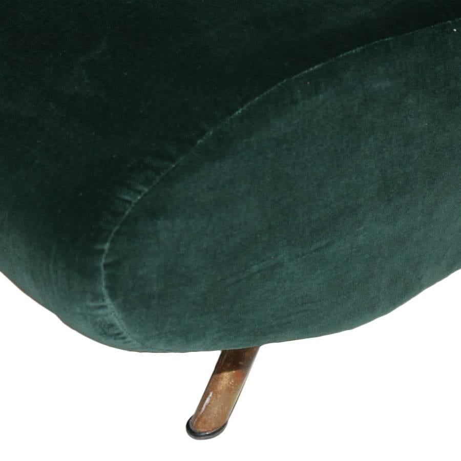 Marco Zanuso Modernes italienisches Sofa „Triennale Corner“ aus grünem Samt, Mid-Century Modern (Italienisch) im Angebot