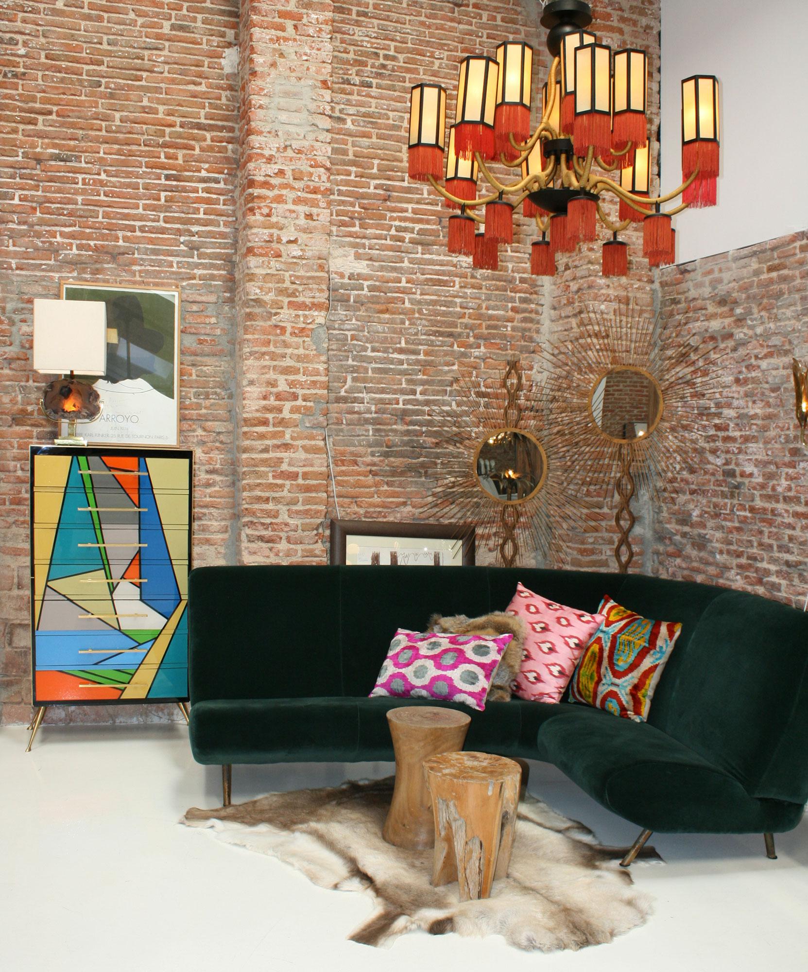 Marco Zanuso Modernes italienisches Sofa „Triennale Corner“ aus grünem Samt, Mid-Century Modern im Zustand „Gut“ im Angebot in Madrid, ES