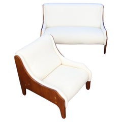 Fauteuil et canapé "Milord" de Marco Zanuso en bouclé blanc pour Arflex, 1957