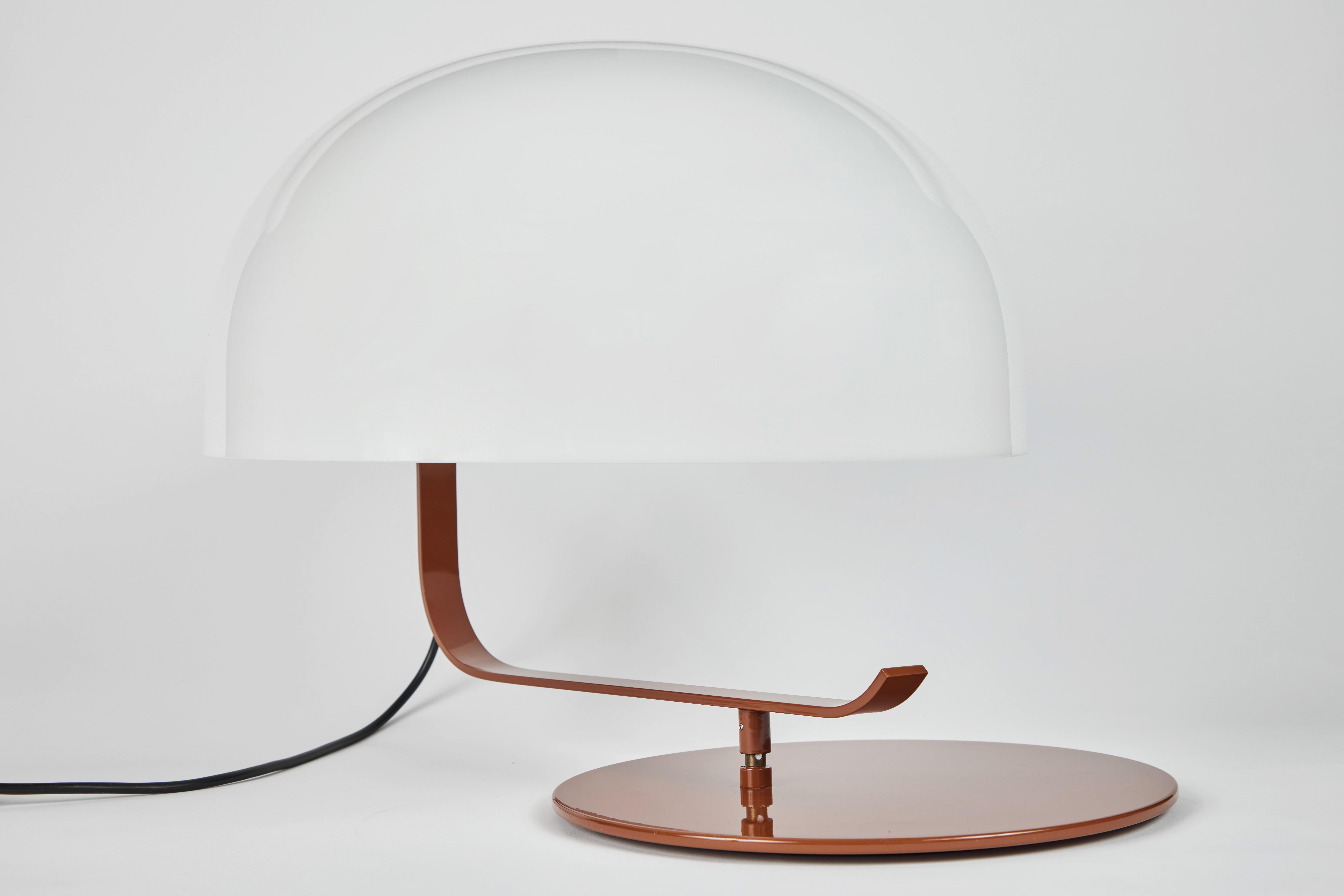 Marco Zanuso Model 275 'Zanuso' Table Lamp in White and Brown for Oluce For Sale 1