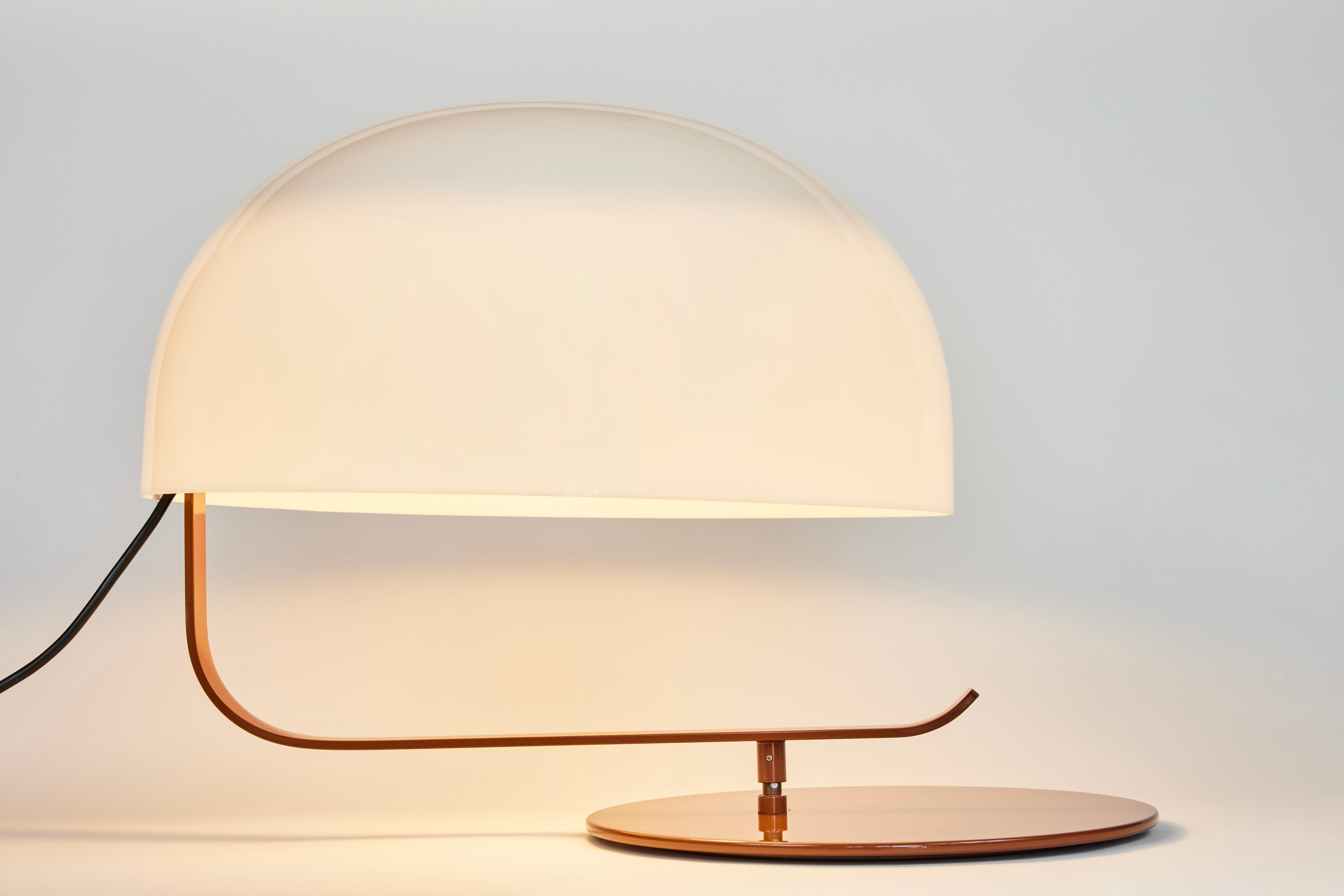 Italian Marco Zanuso Model 275 'Zanuso' Table Lamp in White and Brown for Oluce For Sale