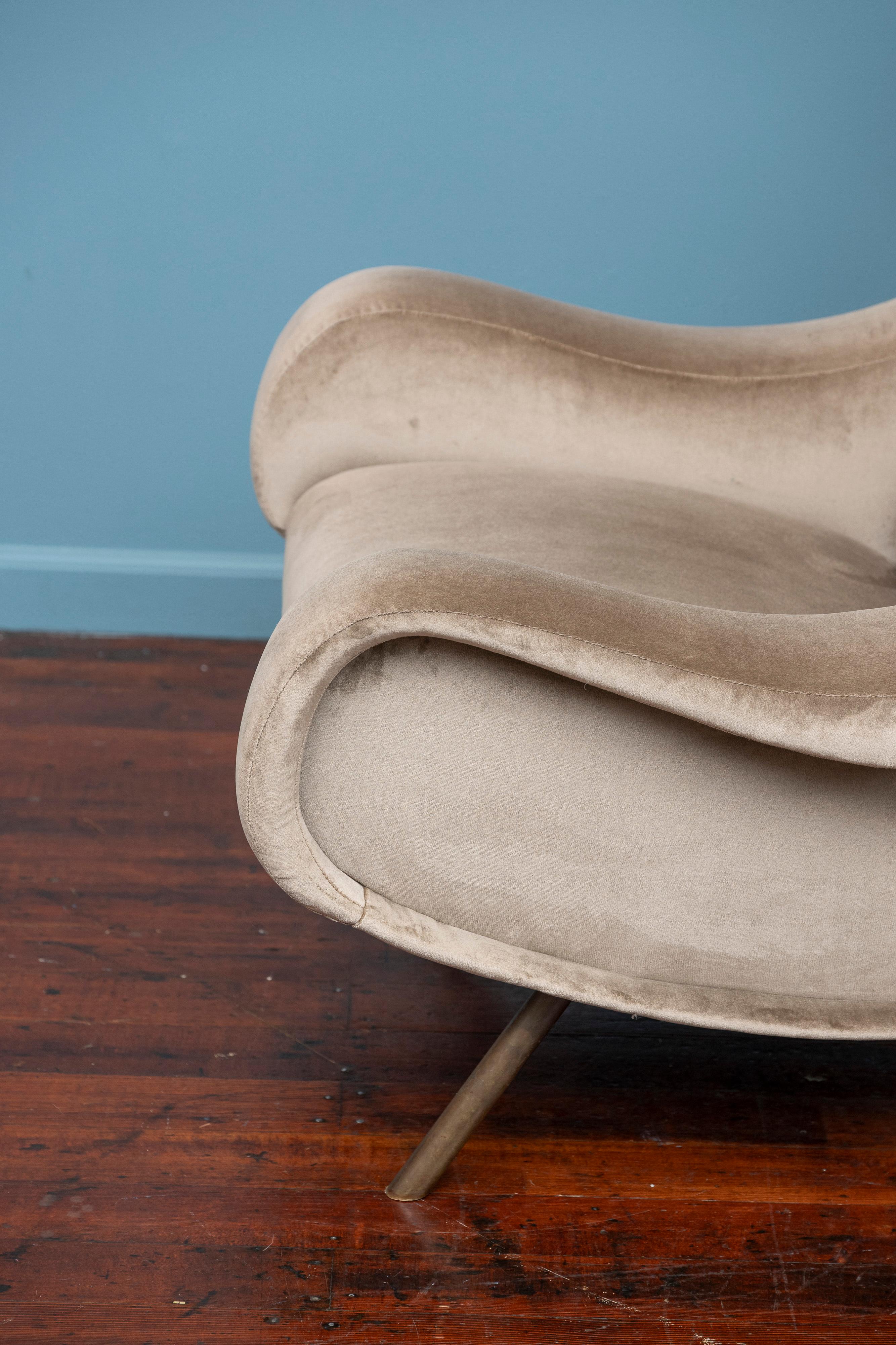 Brass Marco Zanuso Original Senior Lounge Chair for Arflex For Sale