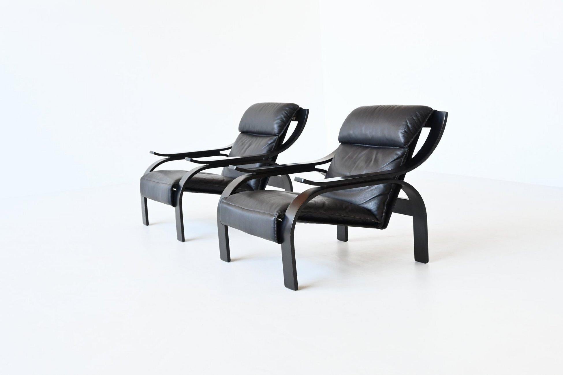 Marco Zanuso pair of armchairs model Woodline Arflex Italy 1964 In Good Condition For Sale In Etten-Leur, NL