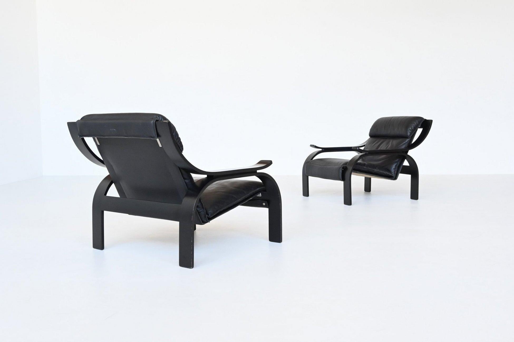 Paar Sessel von Marco Zanuso, Modell Woodline Arflex, Italien 1964 (Mitte des 20. Jahrhunderts) im Angebot