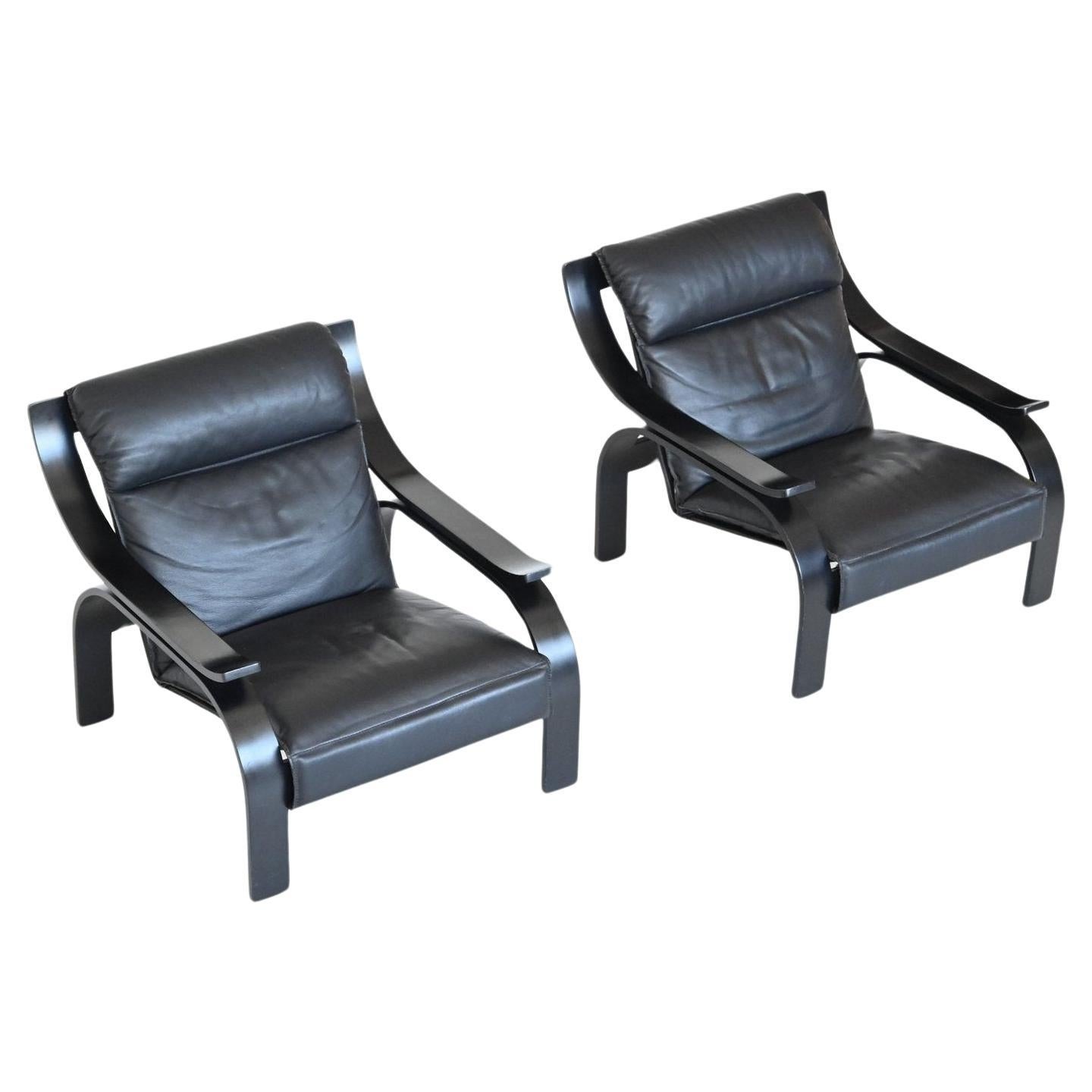 Marco Zanuso pair of armchairs model Woodline Arflex Italy 1964