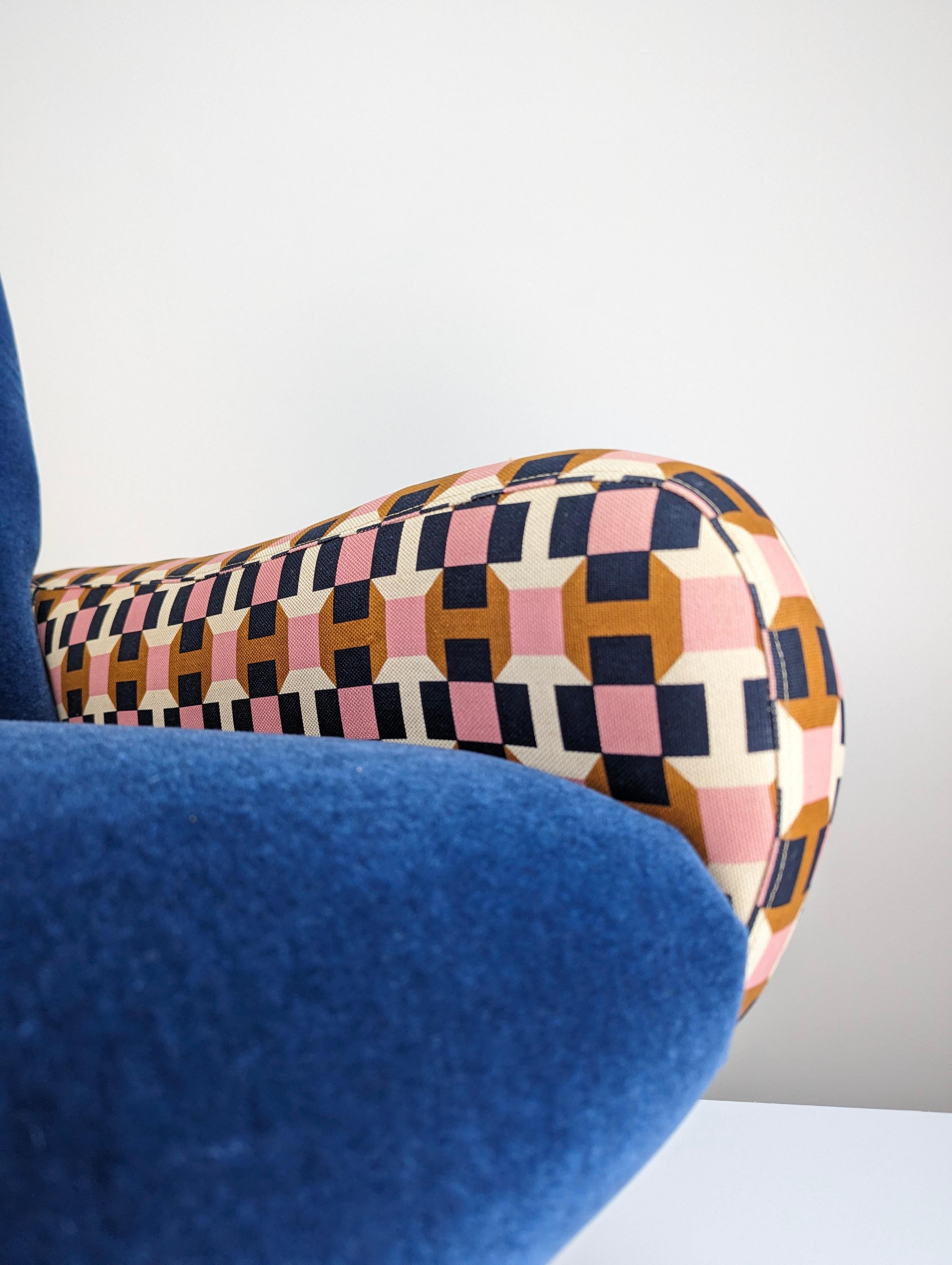 Marco Zanuso Paar Damensessel Hermès Blauer Samt Italien 1950er Jahre im Angebot 6