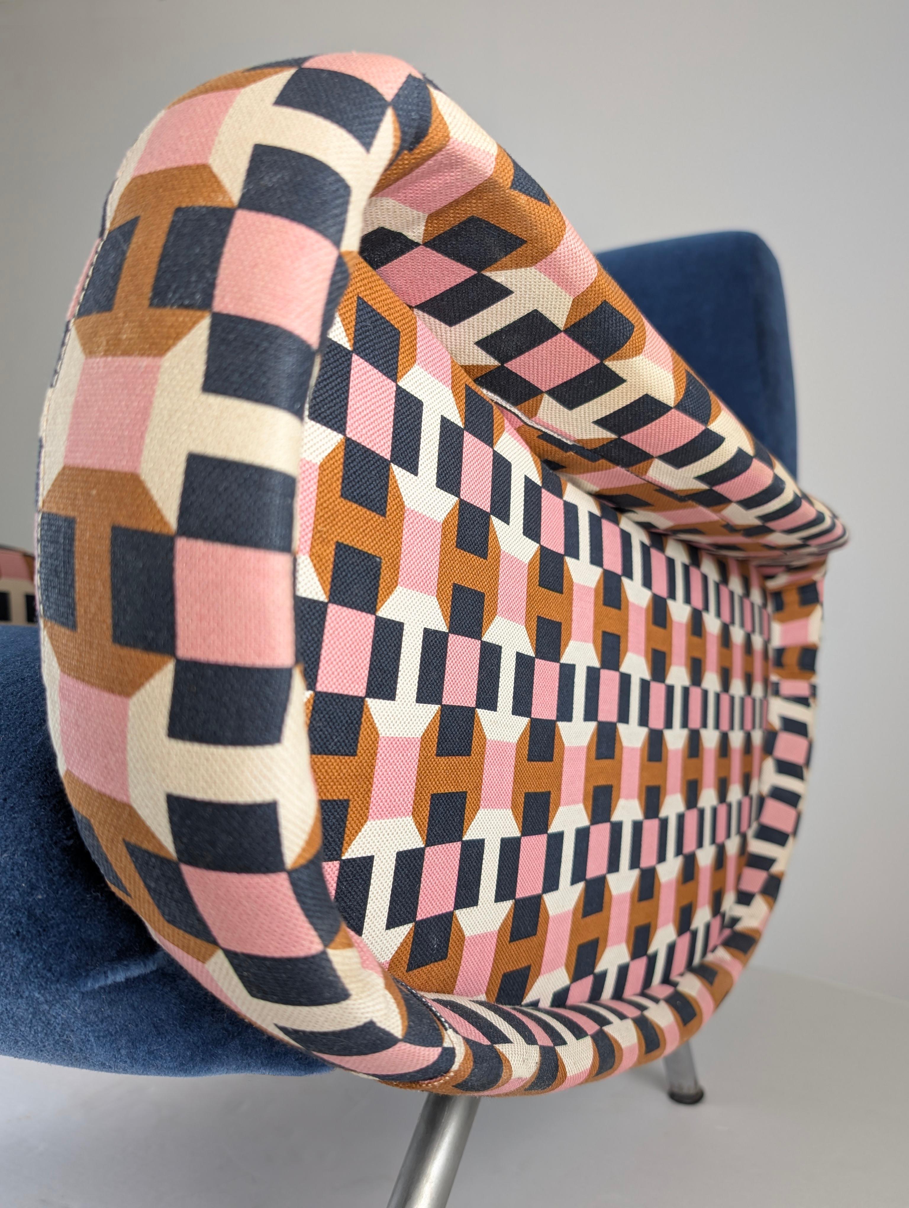 Marco Zanuso Paar Damensessel Hermès Blauer Samt Italien 1950er Jahre im Angebot 12