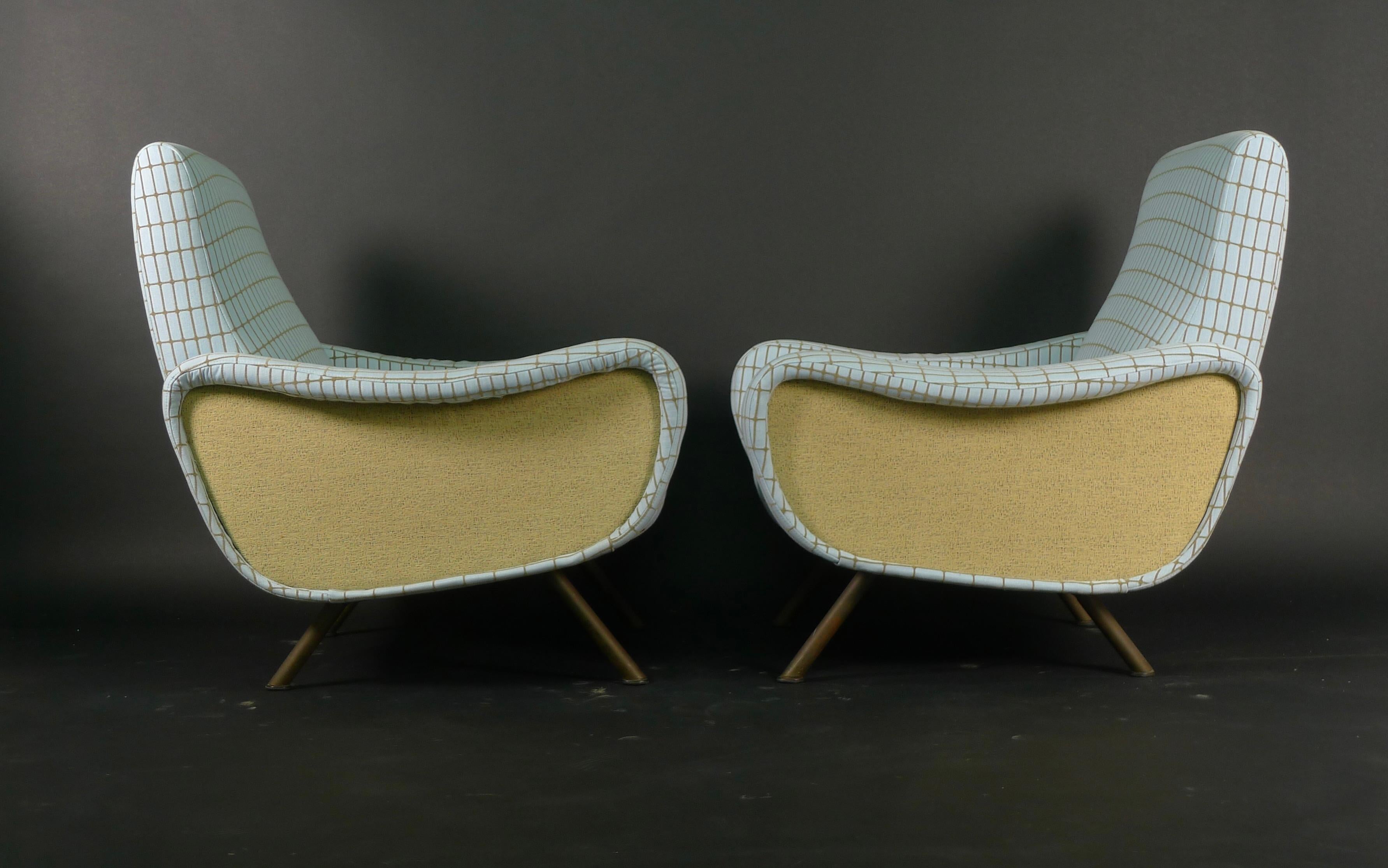 Marco Zanuso, Pair of Lady Chairs, 1950s, Made by Arflex, Italy, Reupholstered In Excellent Condition In Wargrave, Berkshire