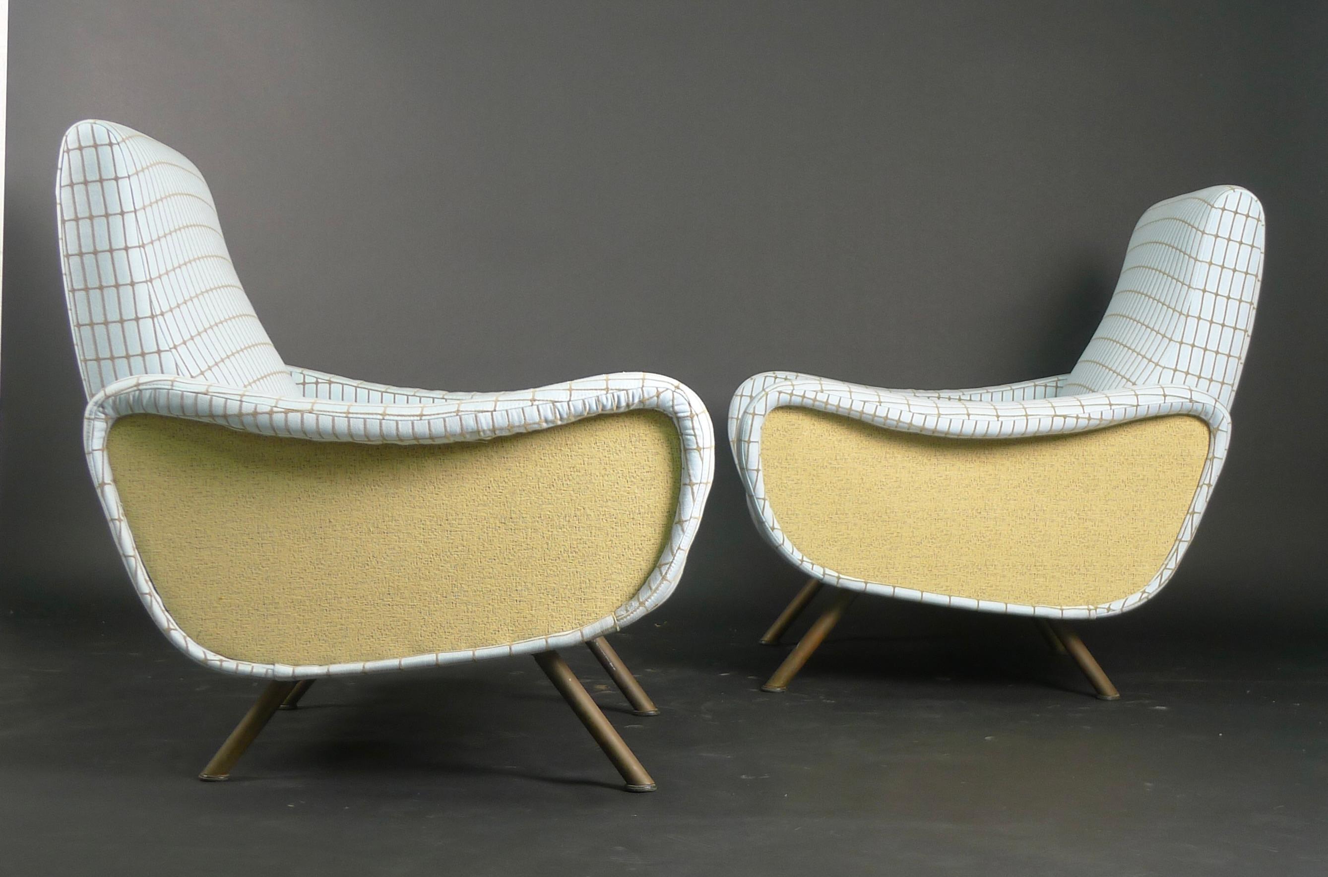Mid-20th Century Marco Zanuso, Pair of Lady Chairs, 1950s, Made by Arflex, Italy, Reupholstered