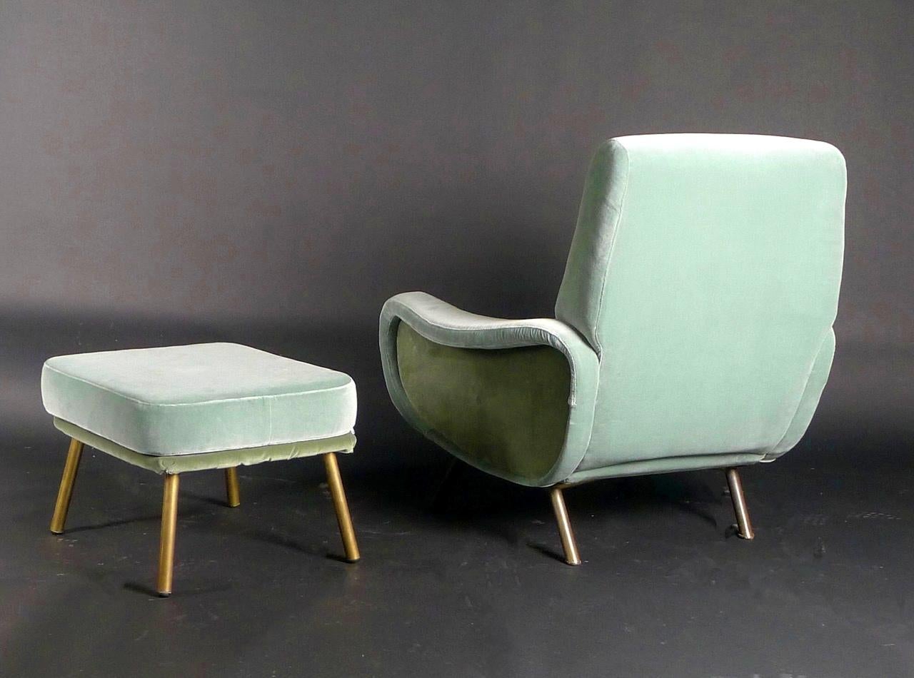 Mid-20th Century Marco Zanuso, Pair of Lady Chairs and Ottomans, produced by Arflex, Italy 1950s