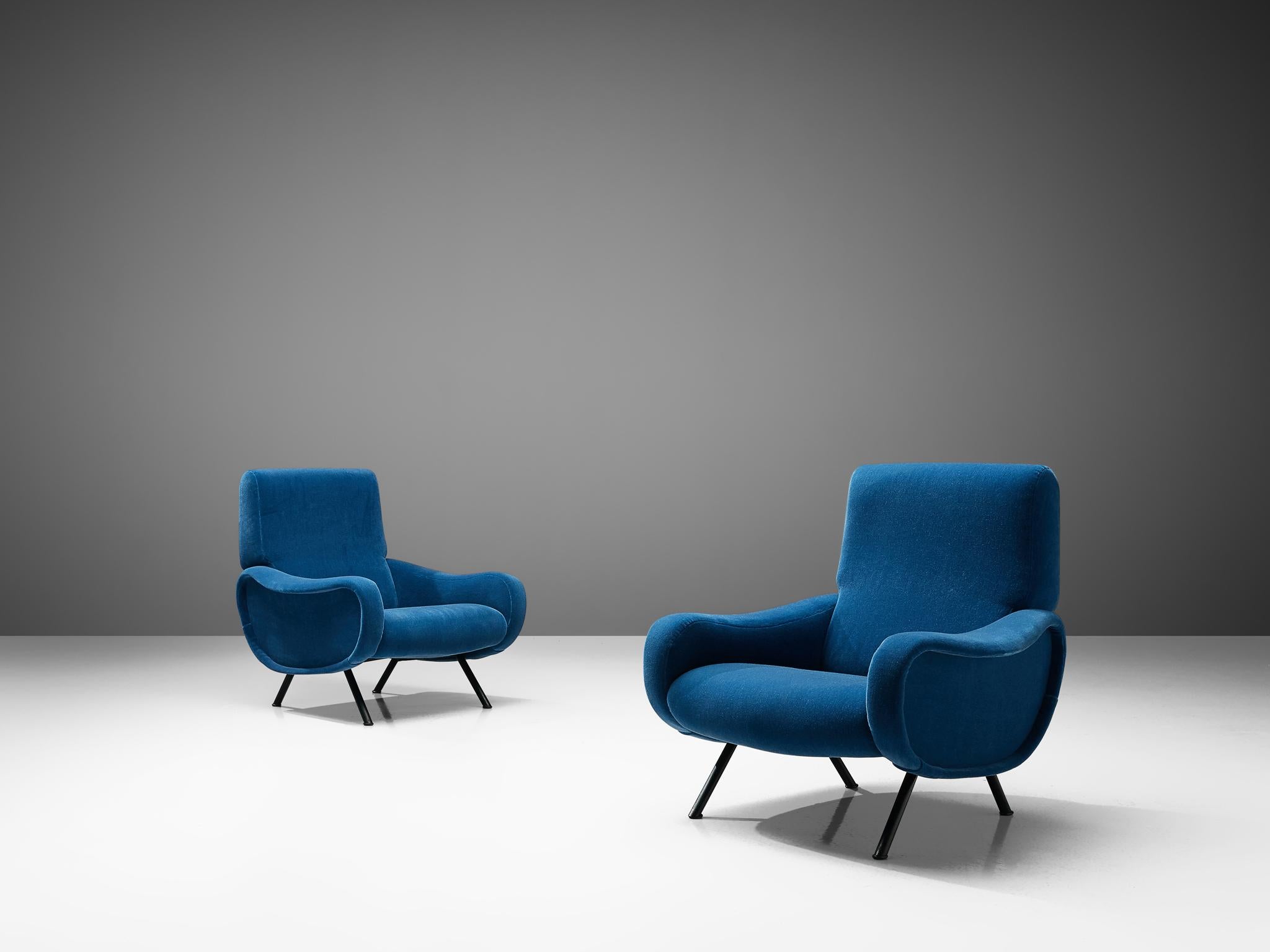 Marco Zanuso for Arflex, pair of reupholstered lounge chairs, fabric, metal, Italy, 1950s

An icon of 1950s’ Italian Design, the 'Lady' armchair is appreciated for its contemporary construction, a symbol of innovation supreme, in terms of style,