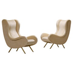 Marco Zanuso, Pair of "Senior" armchairs, 1951. New Luxury Mohair upholstery.