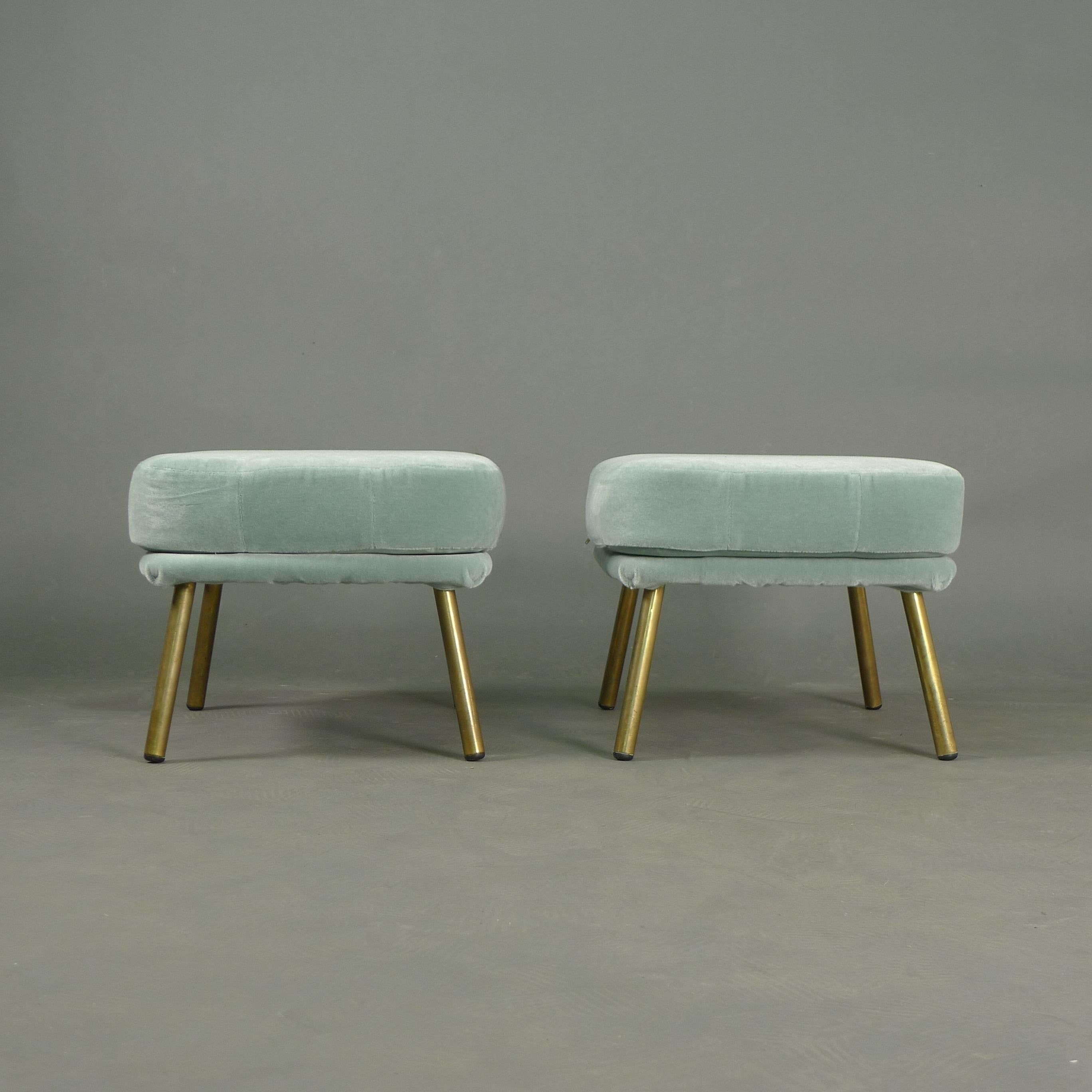 Marco Zanuso, Pair of Senior Chairs, 1950s and matching pair of ottomans For Sale 13
