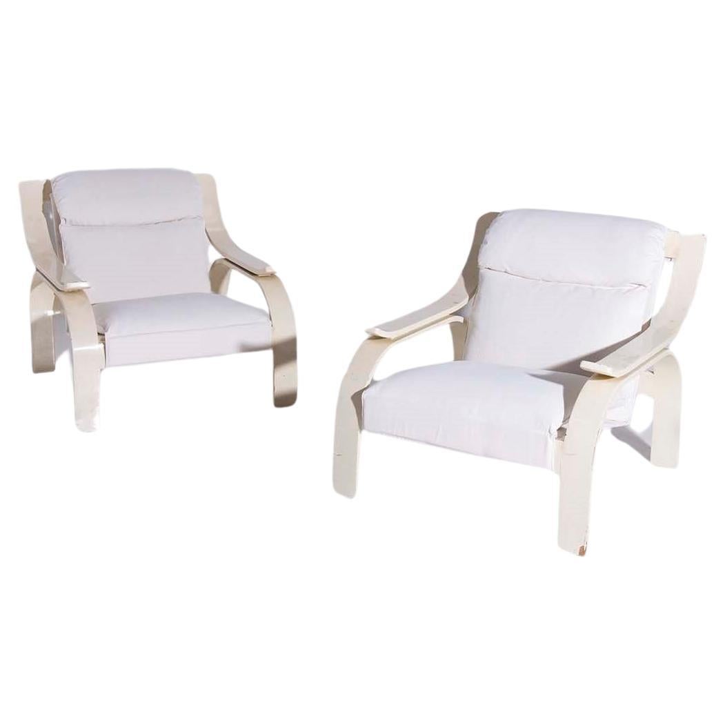 Marco Zanuso for Arflex, Pair of Woodline Armchairs, 1960 approx. For Sale