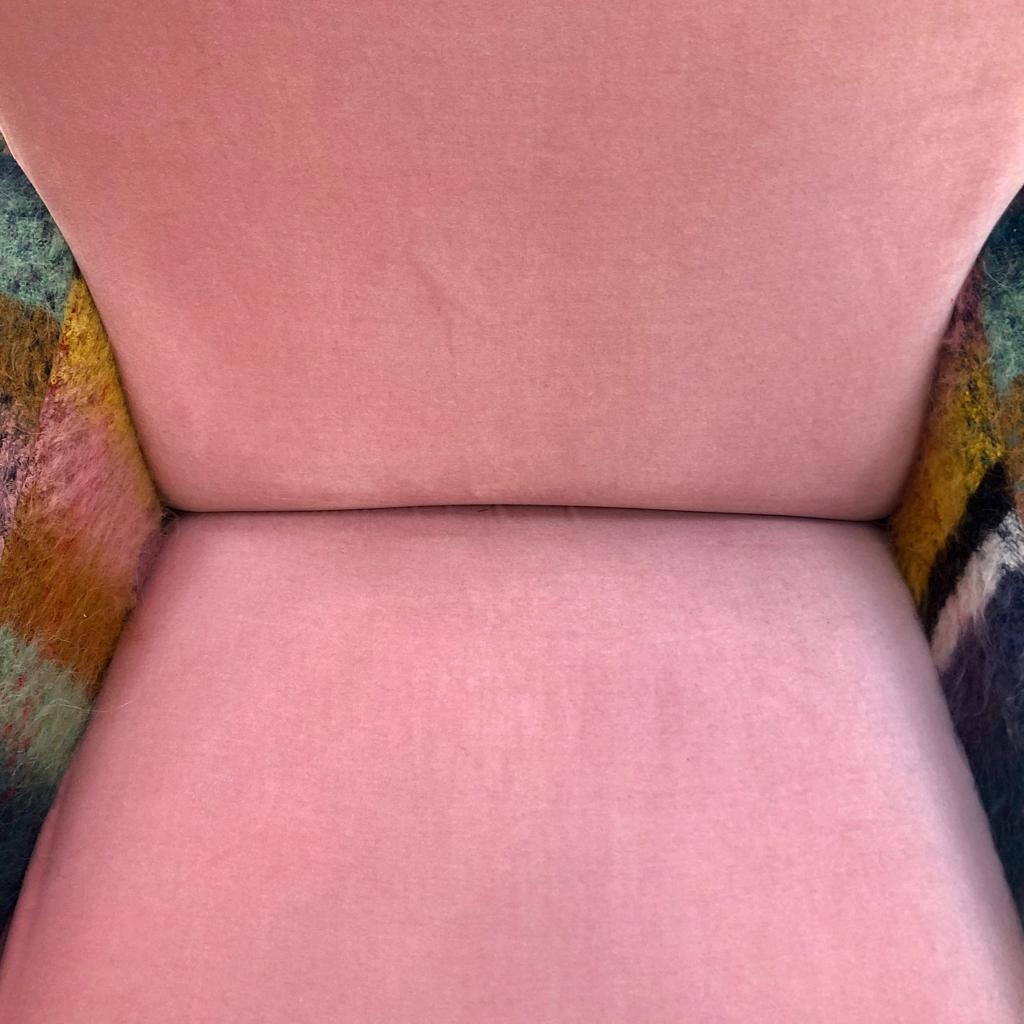 Marco Zanuso Pink Velvet and Wool Fabric 