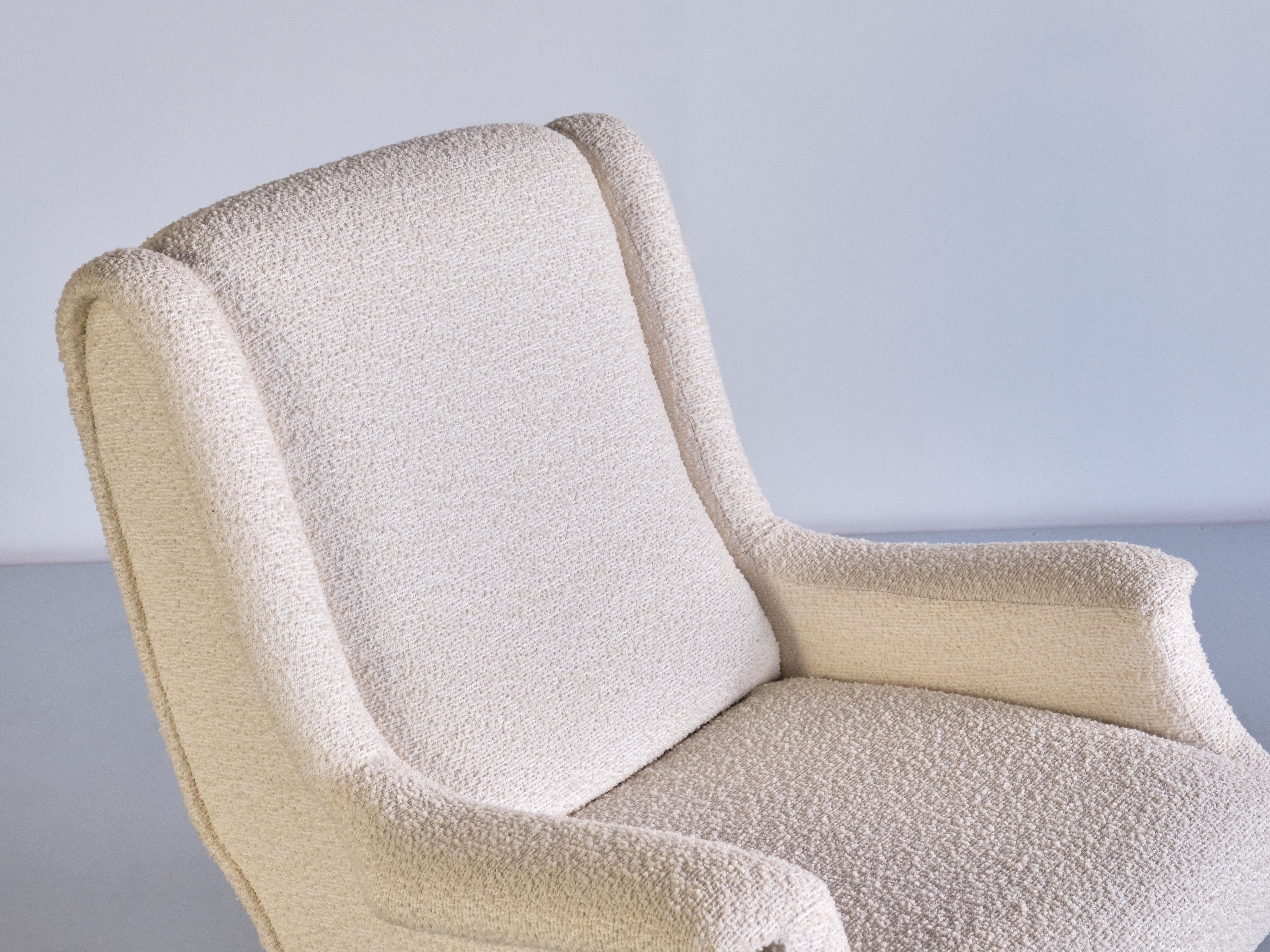 Italian Marco Zanuso 'Regent' Armchair in Bisson Bruneel Bouclé, Arflex, Italy, 1960s