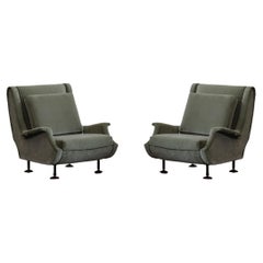 Marco Zanuso "Regent" Armchairs for Arflex, Sage Green Velvet, 1960, Set of 2